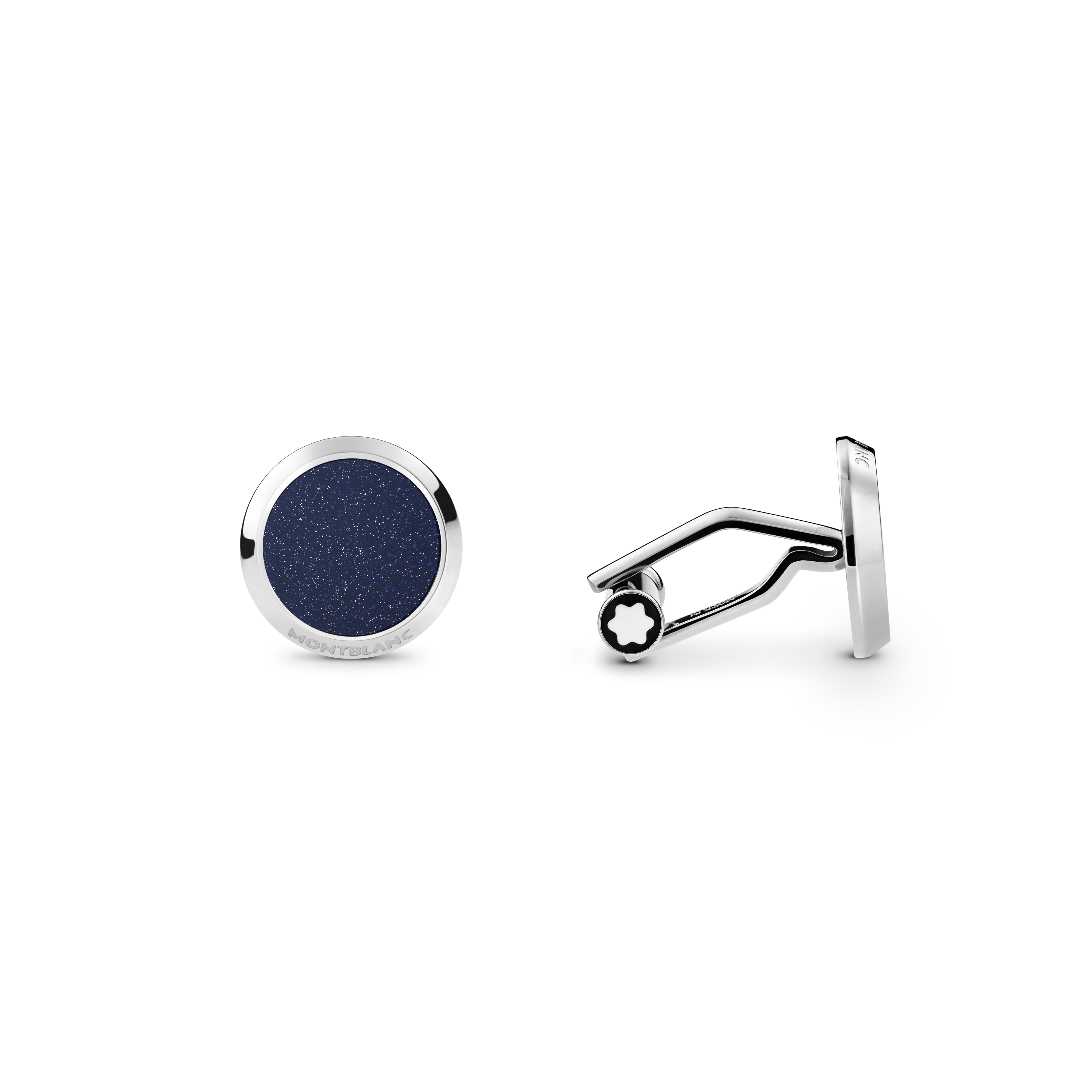  Montblanc - Meisterstück Manschettenknöpfe Mit Blauer Aventurinintarsie - Edelstahl - Mb112906 - Cufflinks 
