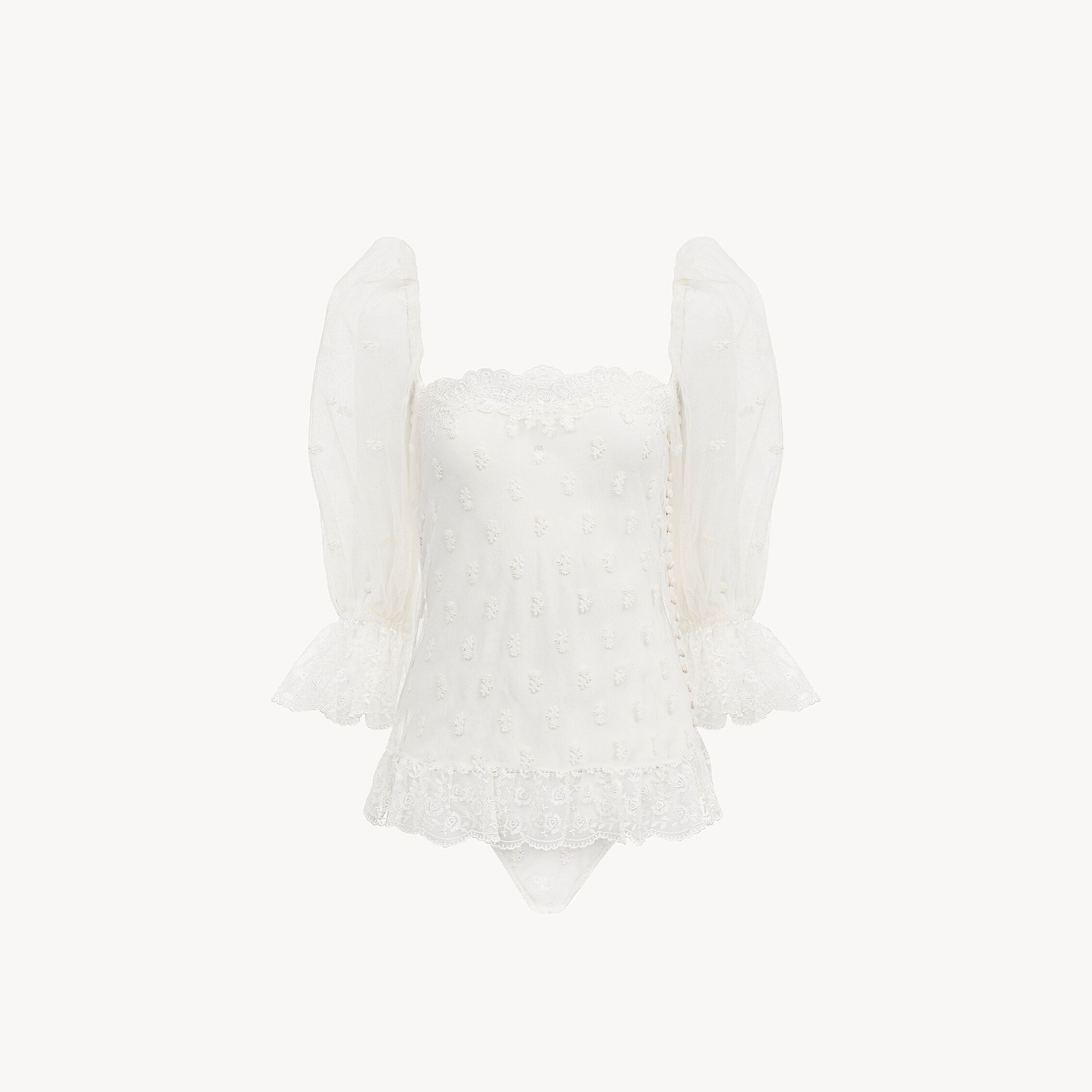 Chloé Square-neck Top In Embroidered Lace In White
