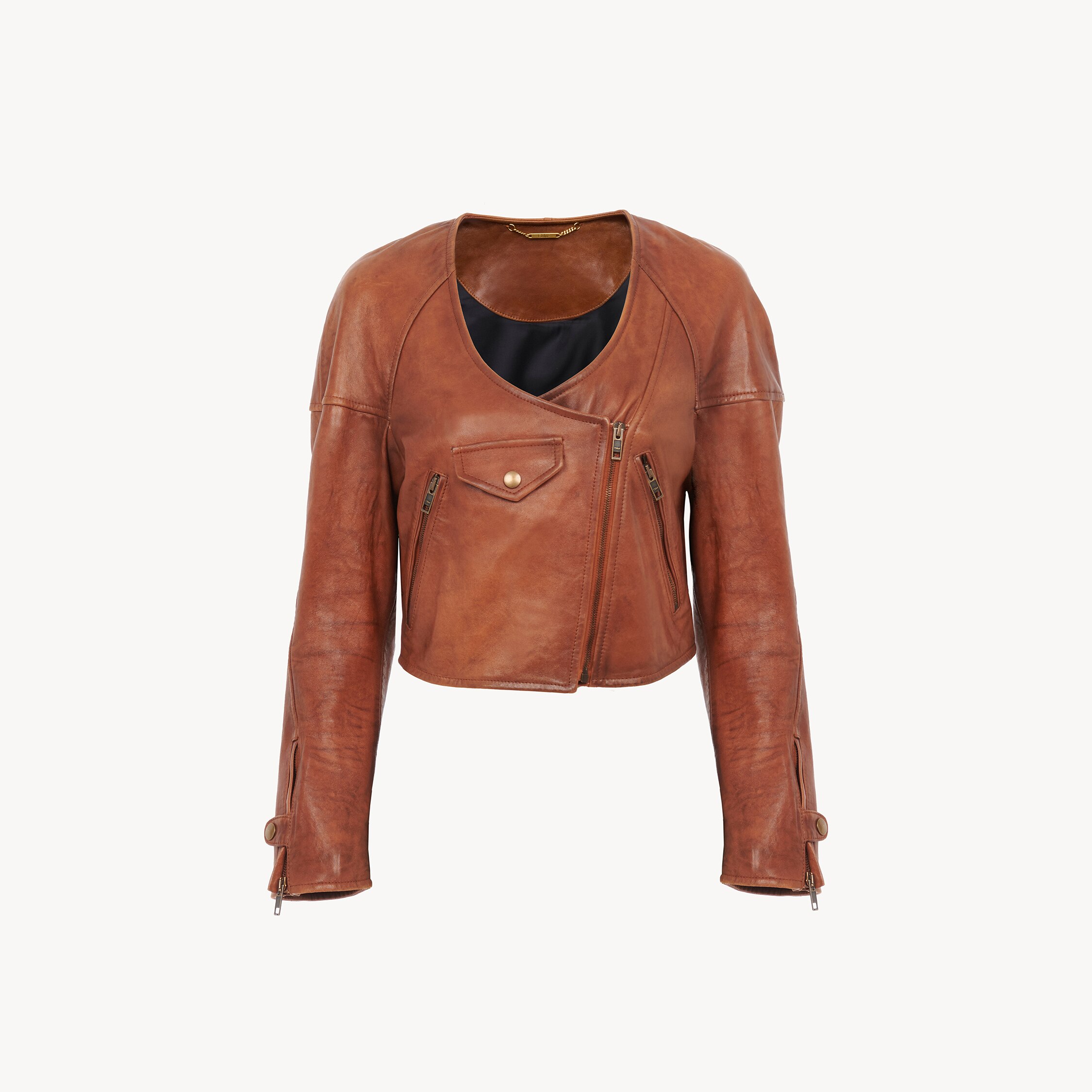 Chloé Cropped Scoop-neck Jacket In Leather