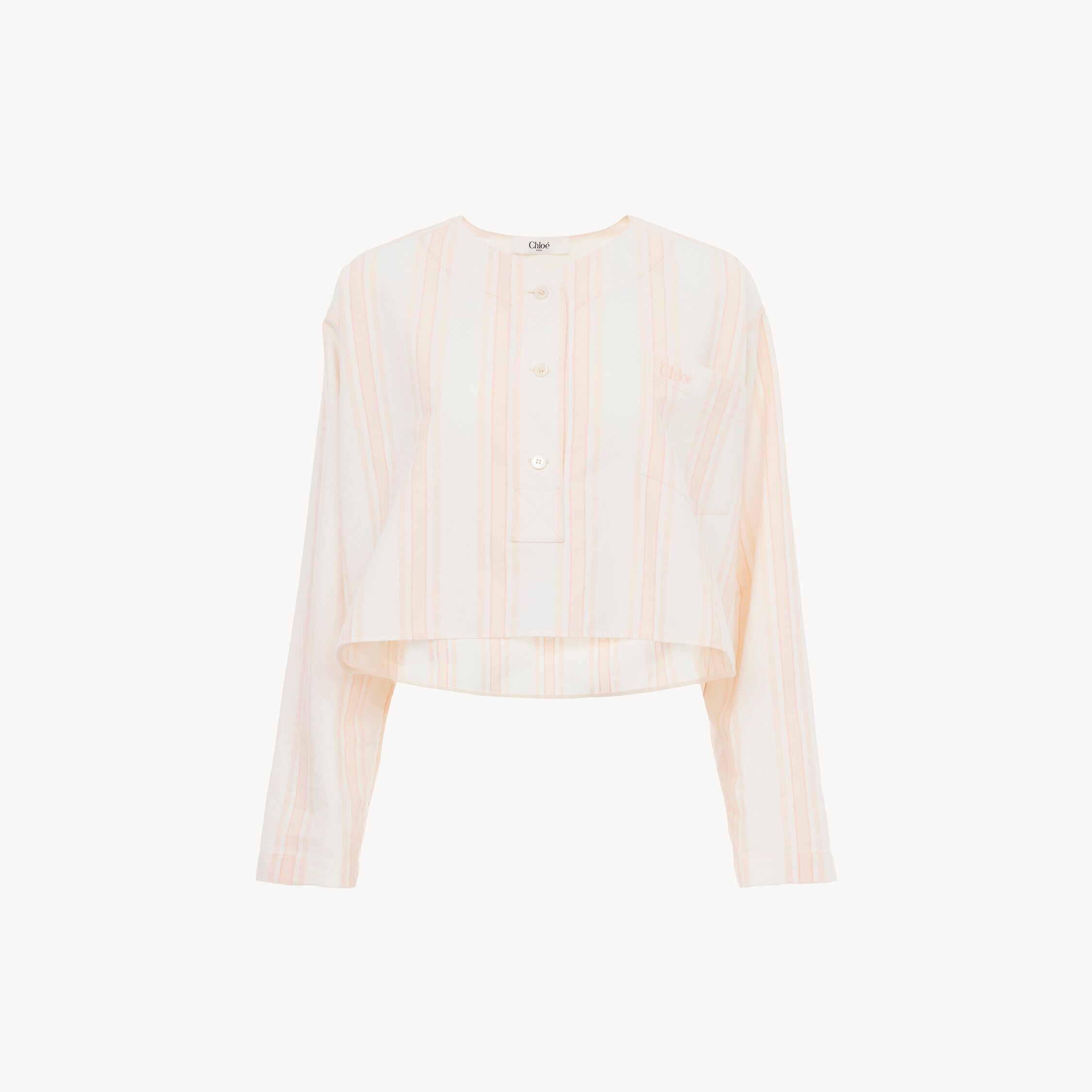 Chloé Long Sleeve Crop Top In Cotton In Multi