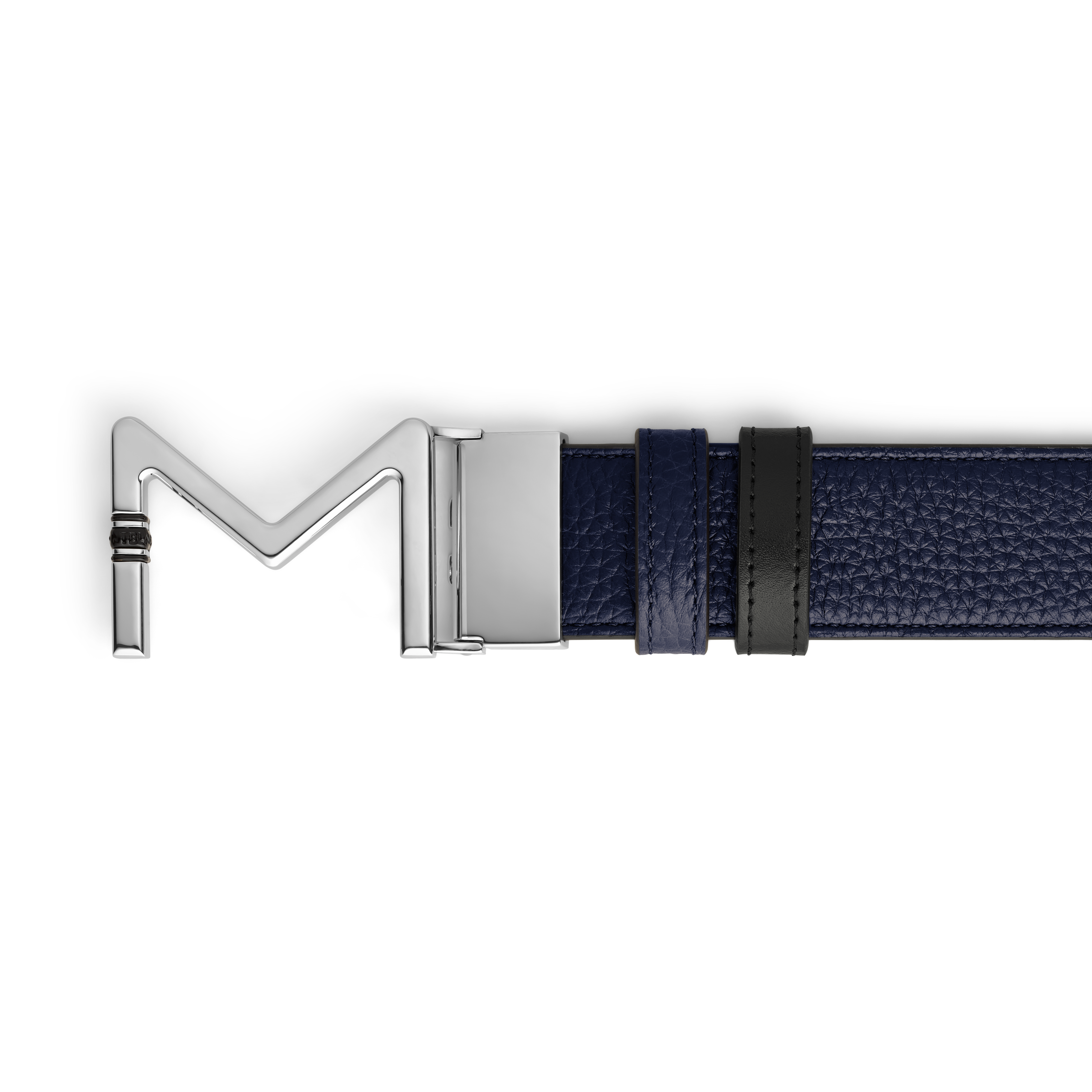  Montblanc - Wendbarer Gürtel Aus Leder In Midnight Blue/schwarz Mit Meisterstück Schließe, 35 Mm - Mb221094 - Gürtel 