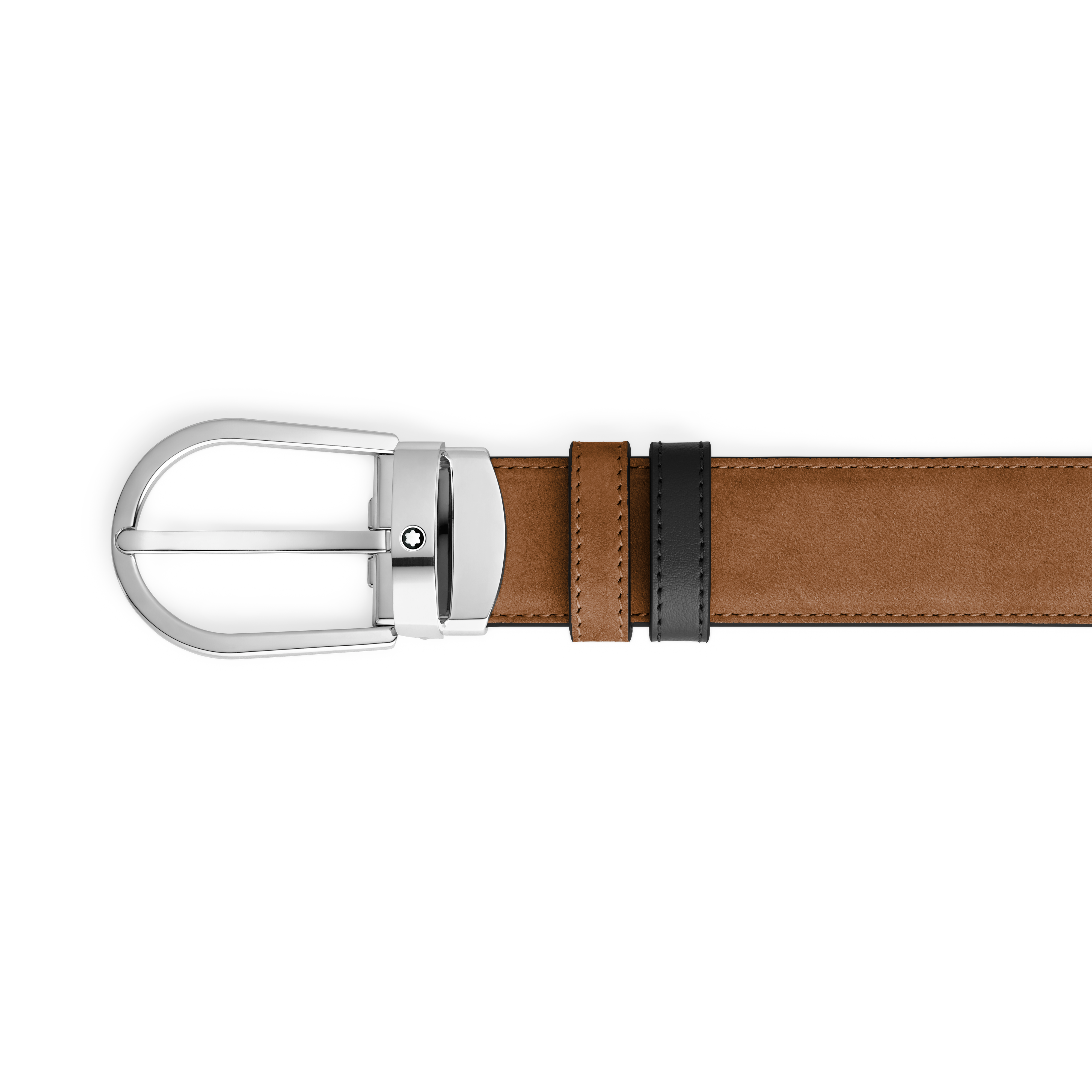  Montblanc - Wendbarer Gürtel Mit Hufeisenförmiger Schließe 30 Mm Aus Wildleder - Karamellfarben/schwarz - Mb222169 - Gürtel 