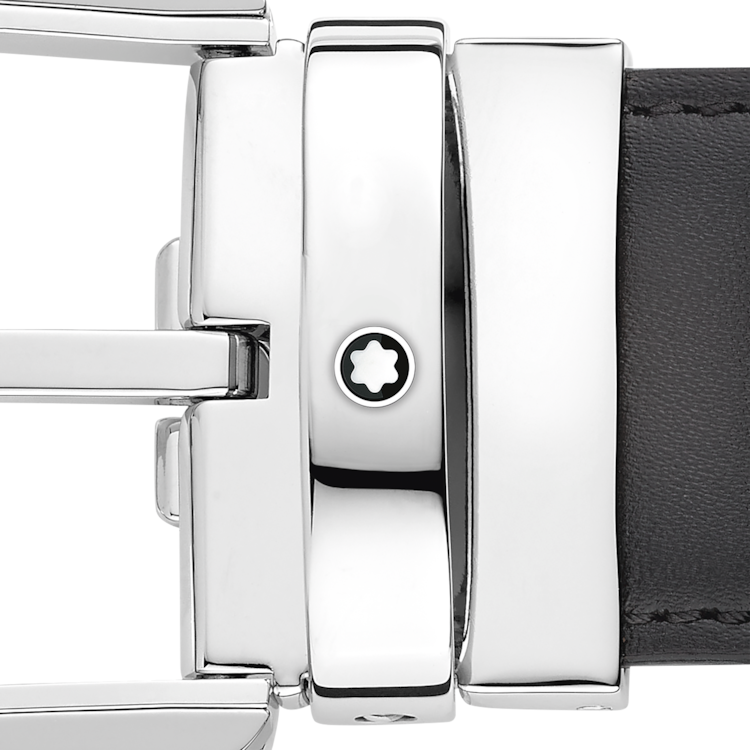 Horseshoe buckle gray 35 mm leather belt, image 3