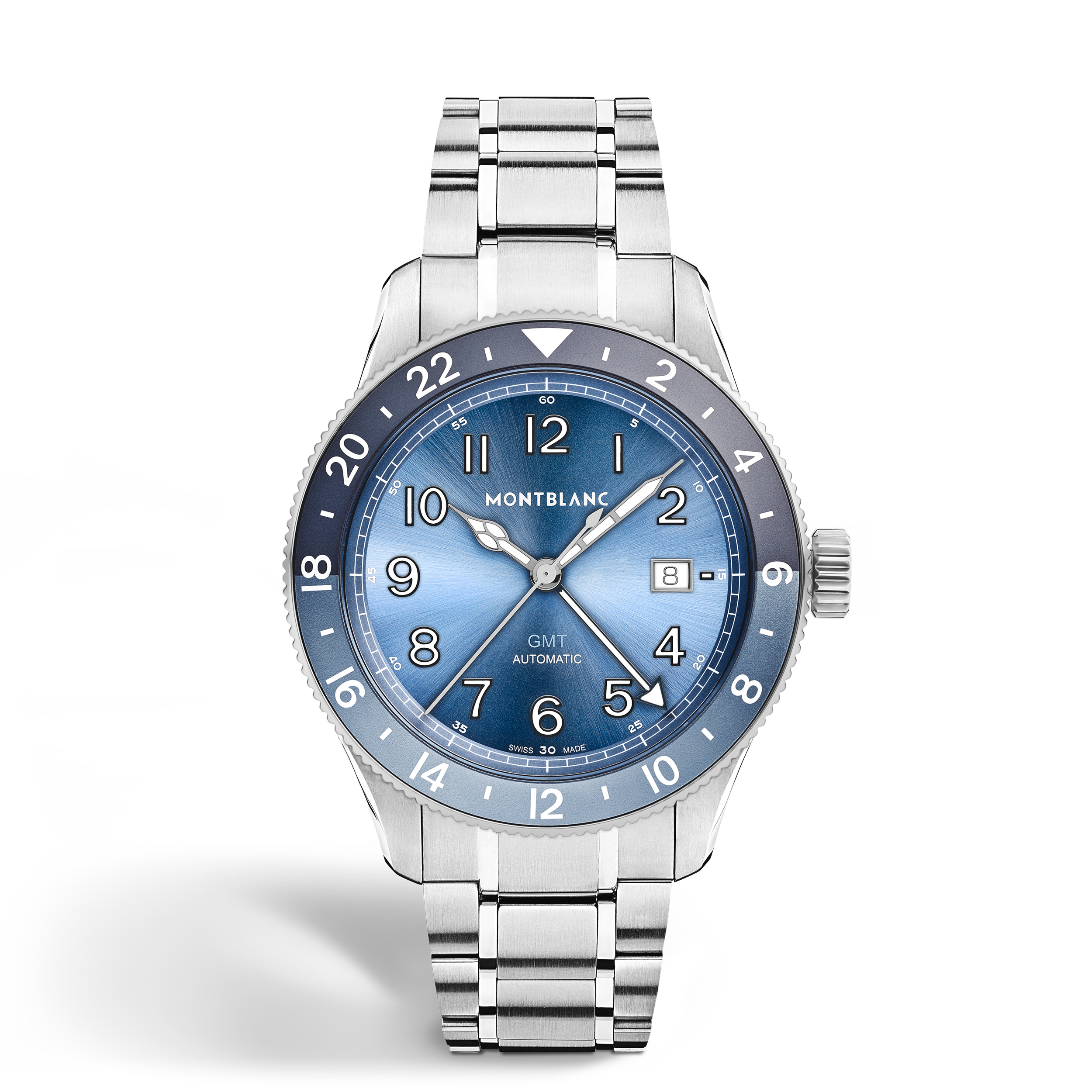 Montblanc - 1858 Gmt 0 Oxygen - Steel - Mb136523 - Watch   Blue Jean
