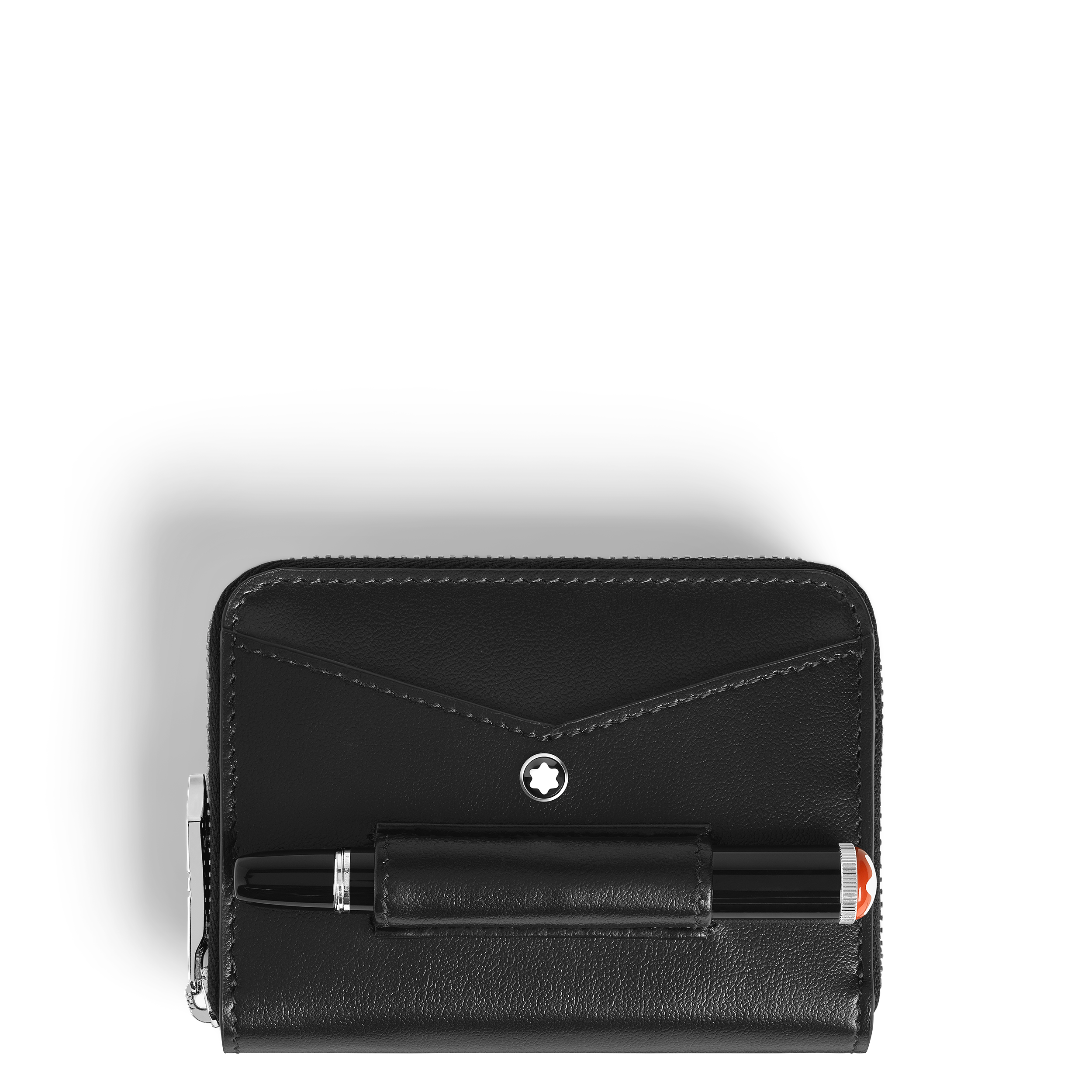 Montblanc - Mini Wallet 2Cc With Zip And Pen Loop In Meisterstück Leather - Leather - Mb221298 - Wallets   Black