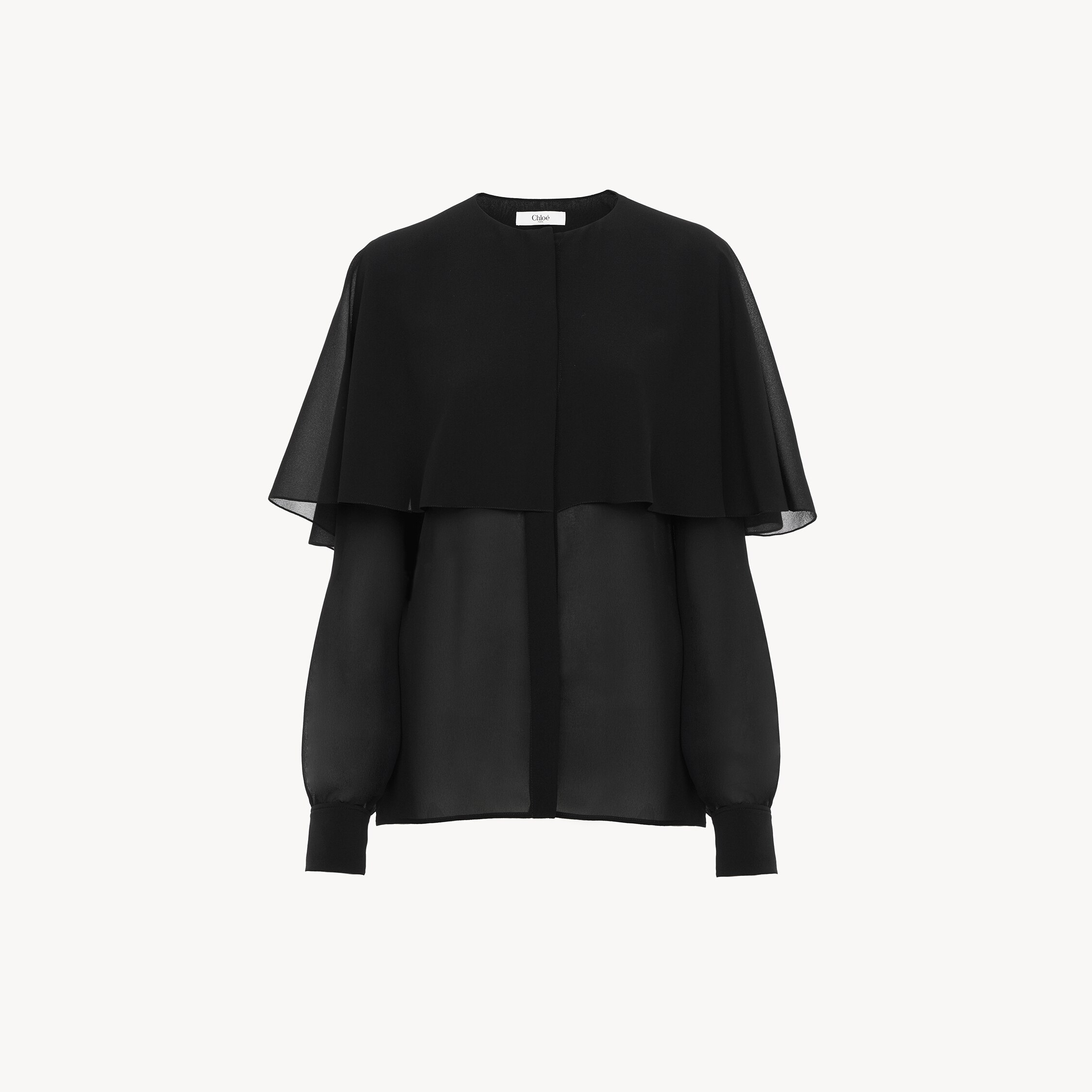 Chloé Cape Blouse In Silk Georgette In Black