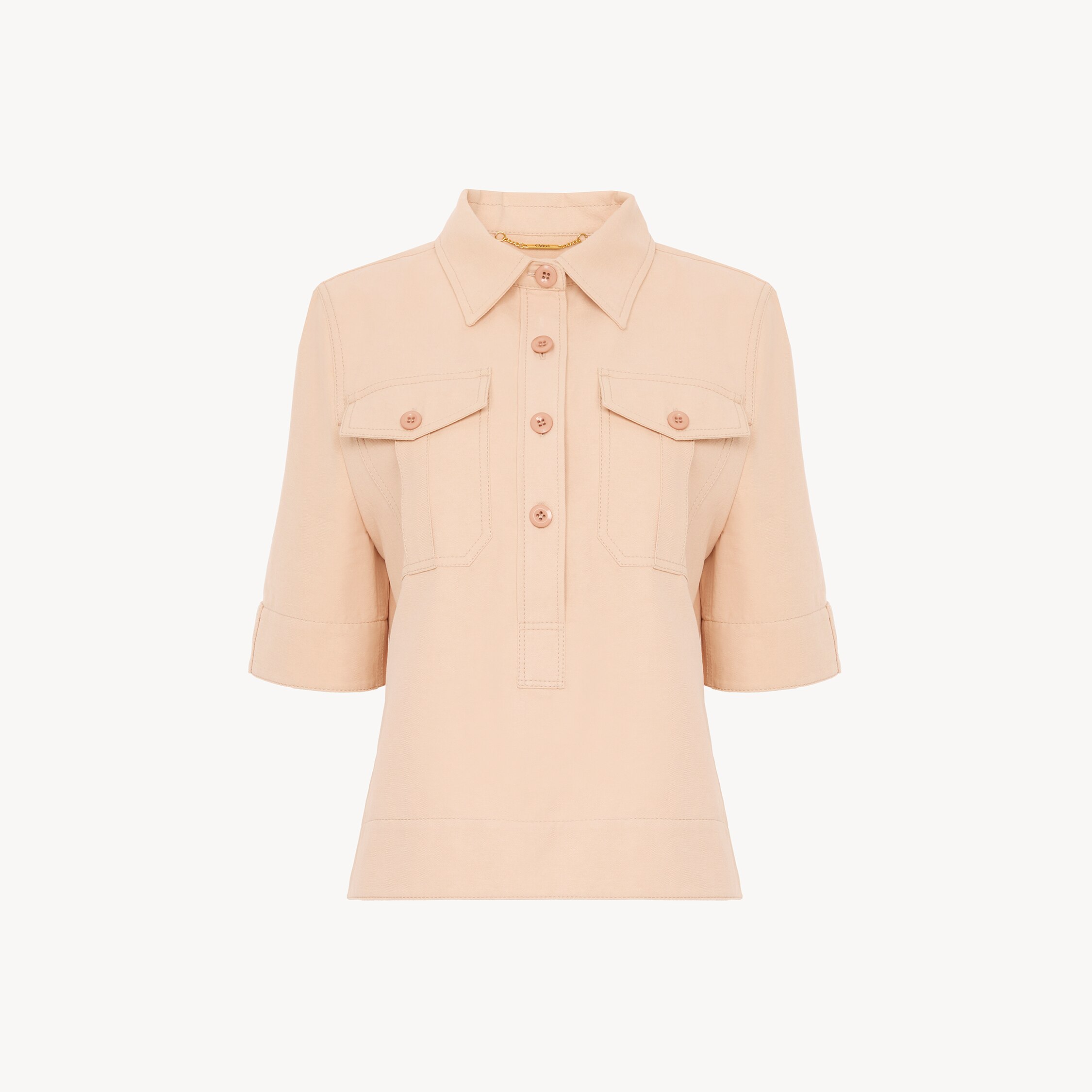 Chloé Polo Shirt In Cotton Gabardine In Pink