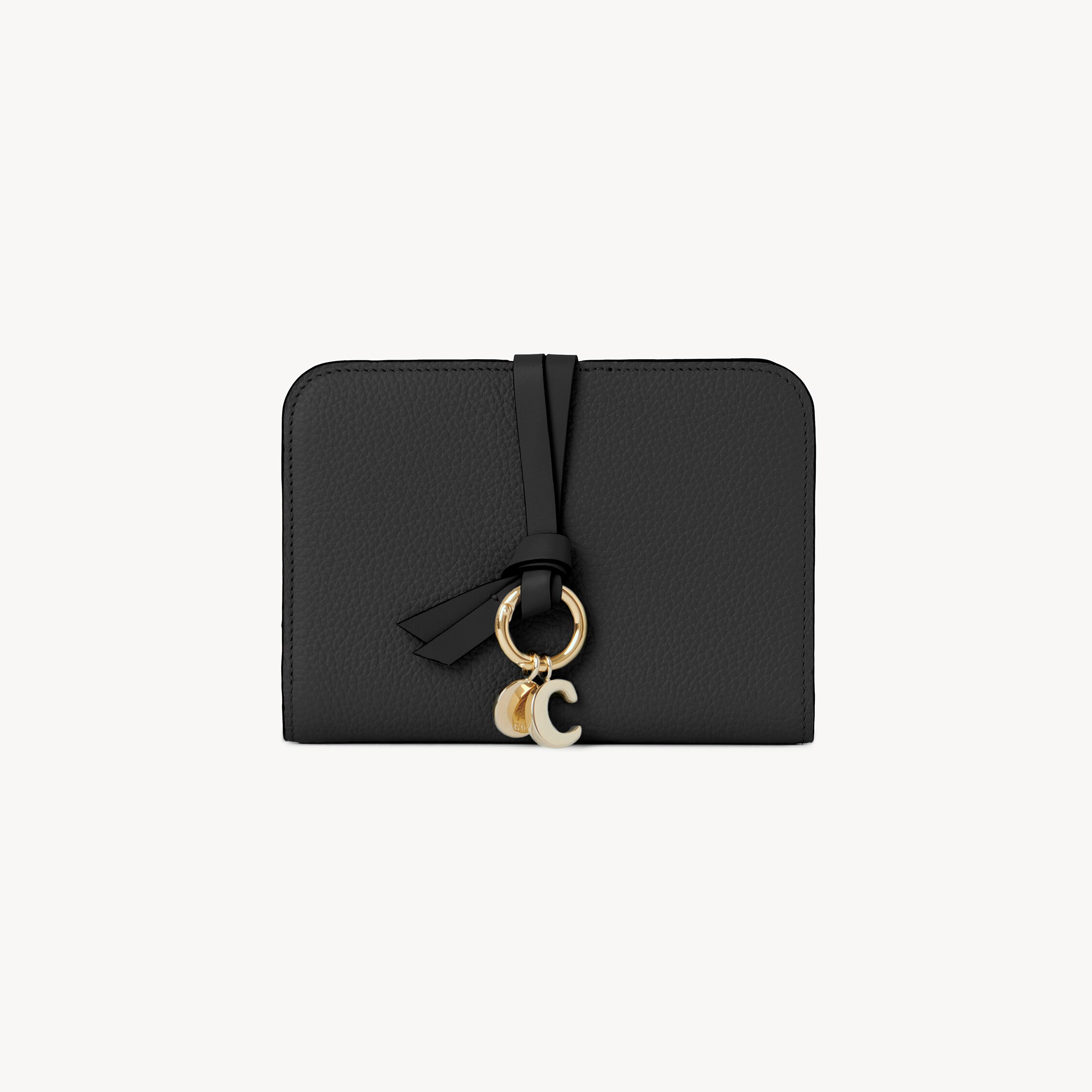 Chloé Alphabet Bifold Wallet In Grained Leather In Black