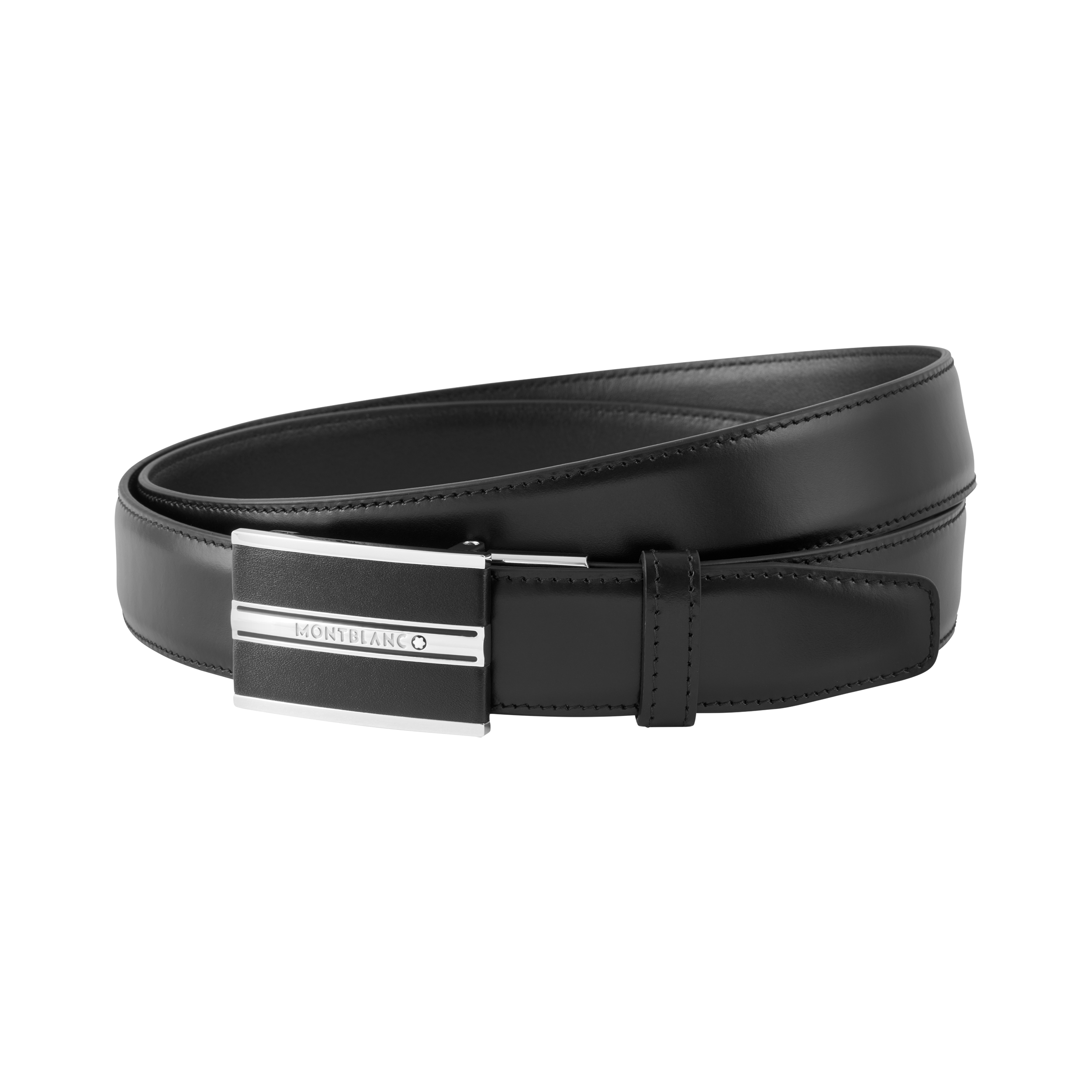  Montblanc - Gürtel Montblanc Plate 30 Mm Mit Schiebeverschluss Aus Leder - Schwarz - Mb118421 - Gürtel 