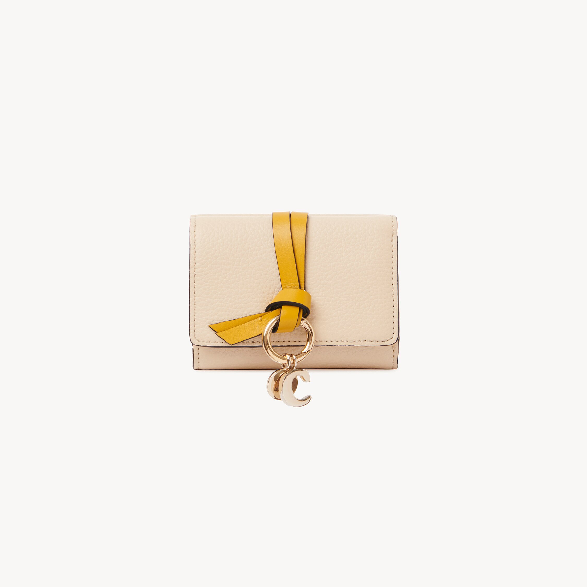 Chloé Small Alphabet Tri-fold In Grained Leather In Neutral