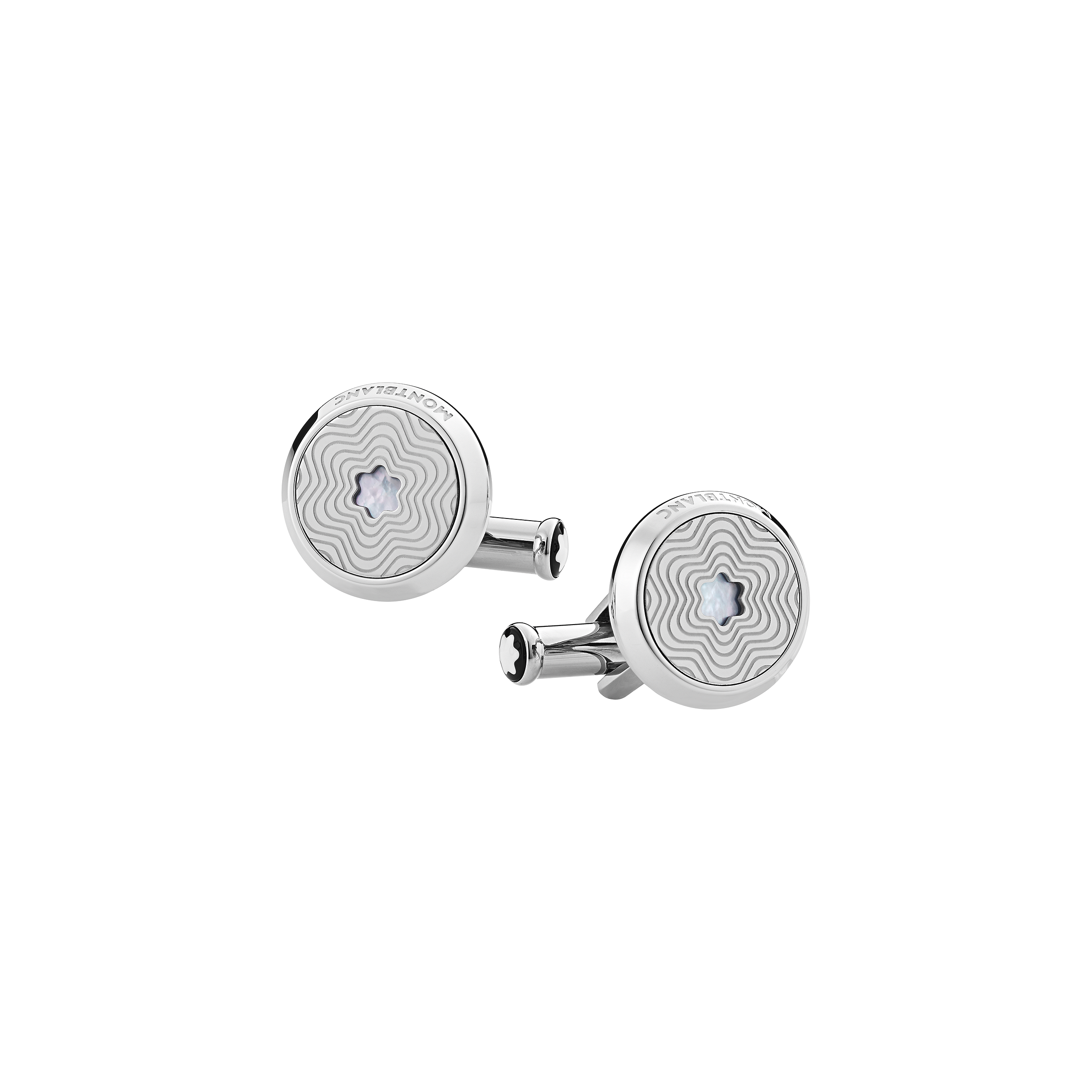  Montblanc - Gemelli Con Emblema A Forma Di Vetta Innevata In Madreperla - Acciaio Pregiato - Mb123808 - Gemelli 