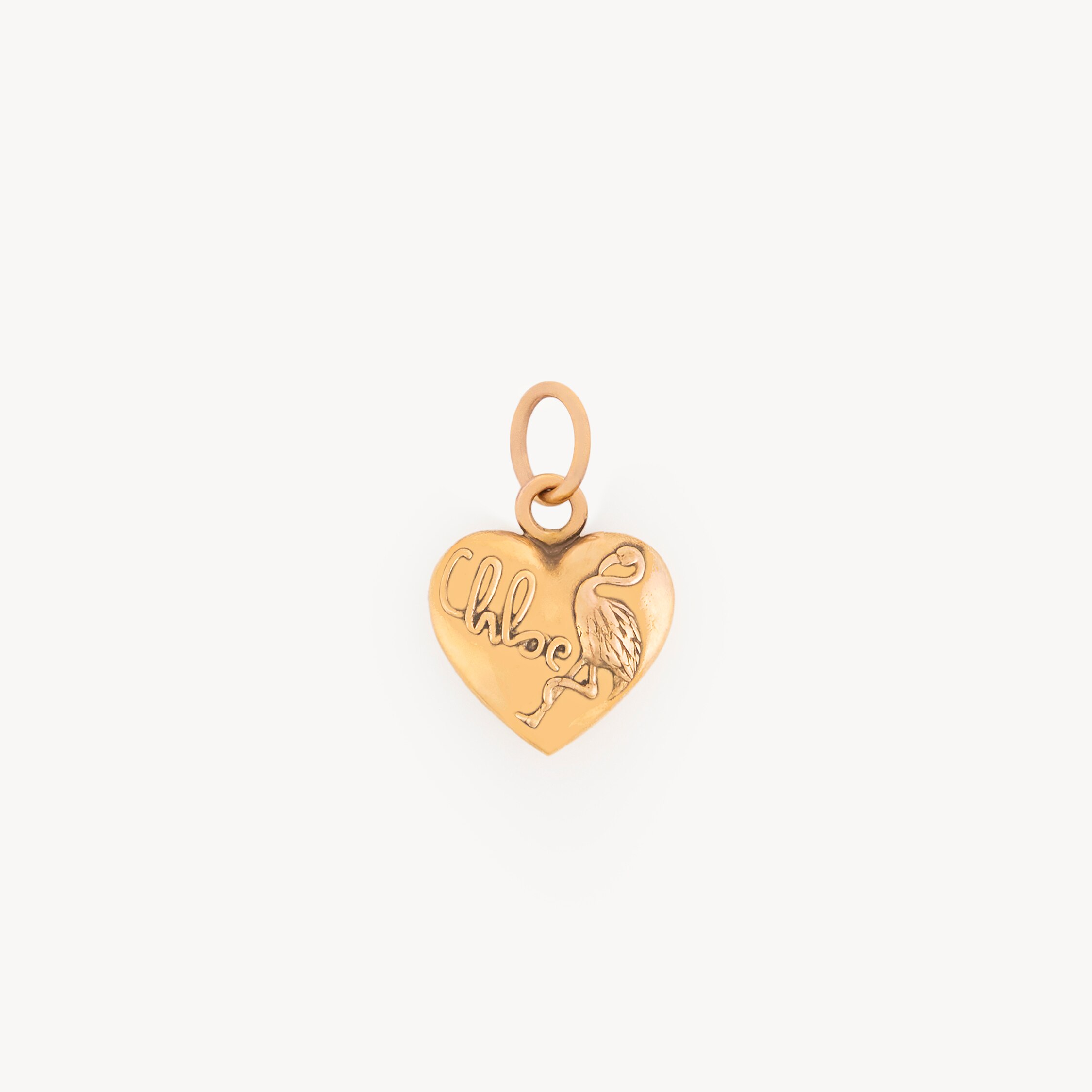 Chloé Heart Flamingo Charm In Brass In Gold