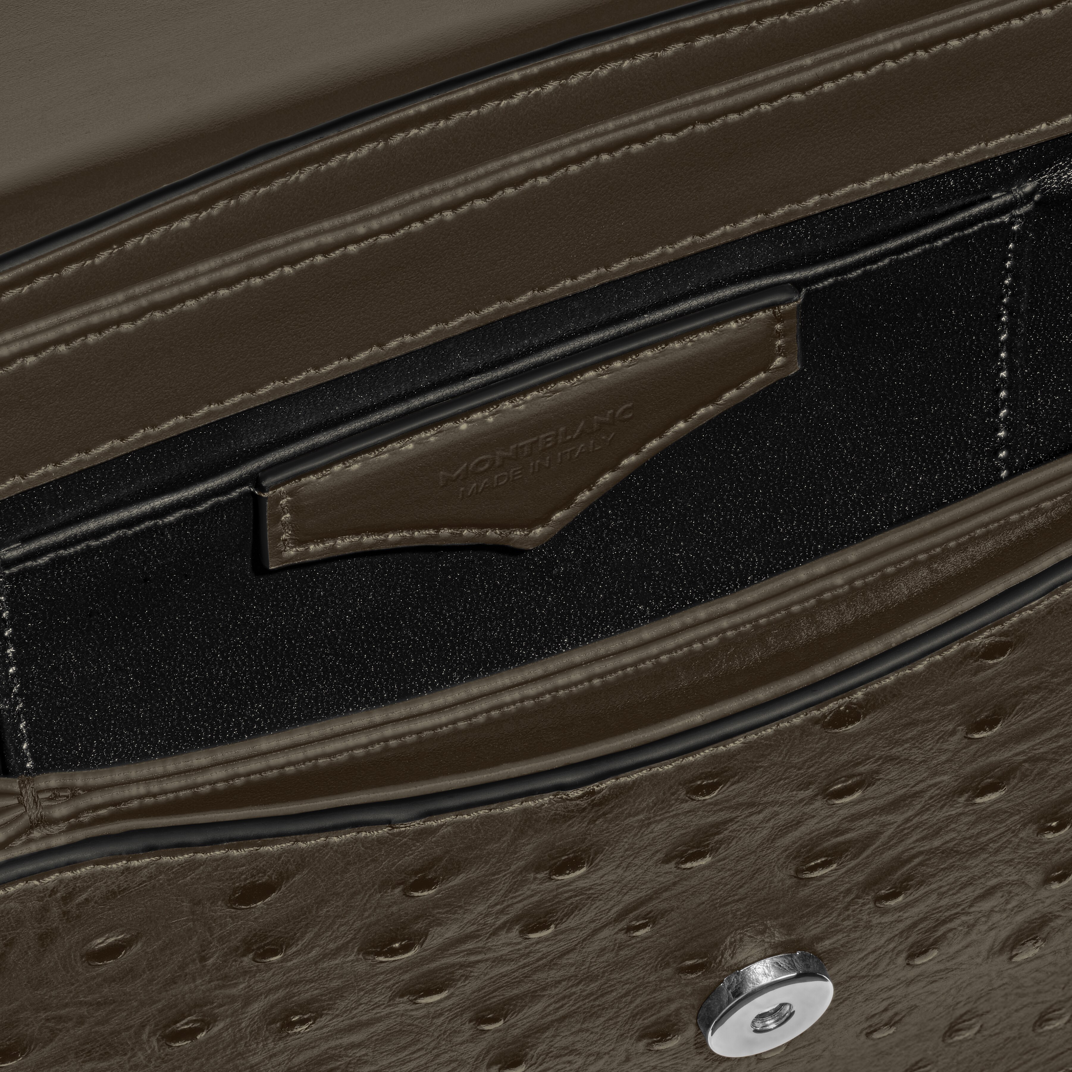  Montblanc - Umhängetasche Mit Federdetail Aus Leder Mit Straußenprägung - Khaki - Leder - Mb220472 - Messenger Bags 