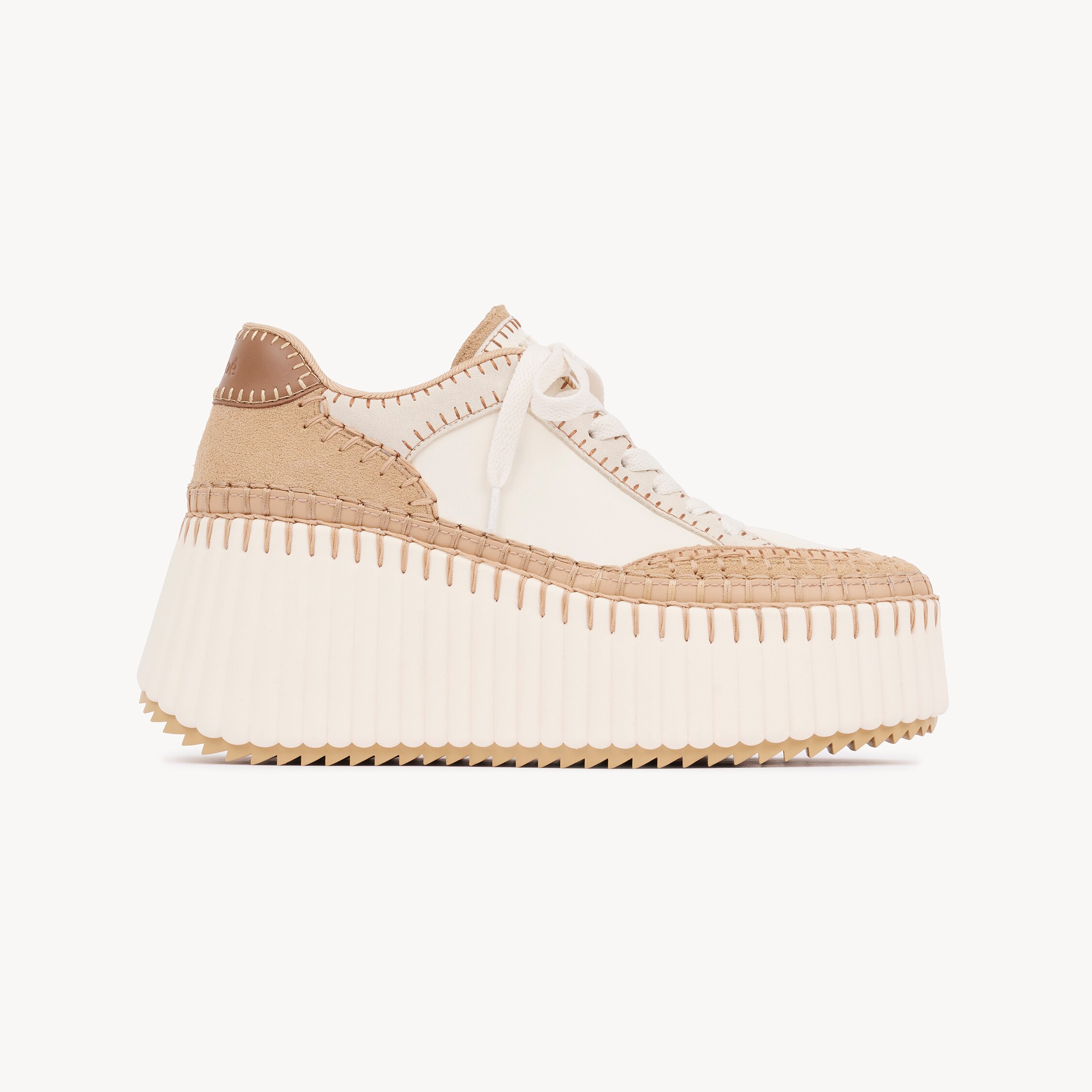 Chloé Chloe Nama 80 Panelled Leather Sneakers In Neutral
