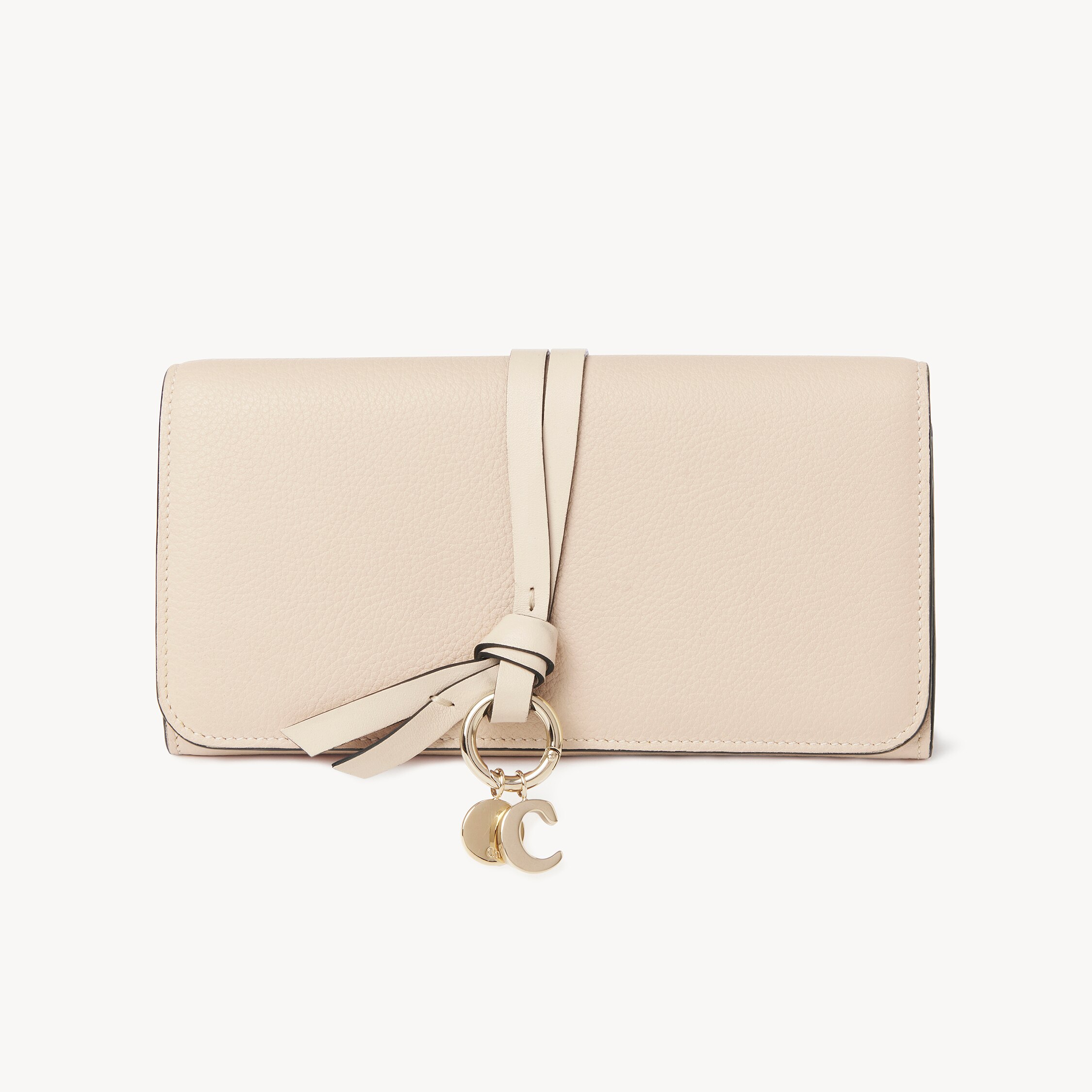 Chloé Alphabet Wallet With Flap In Grained Leather In Brown