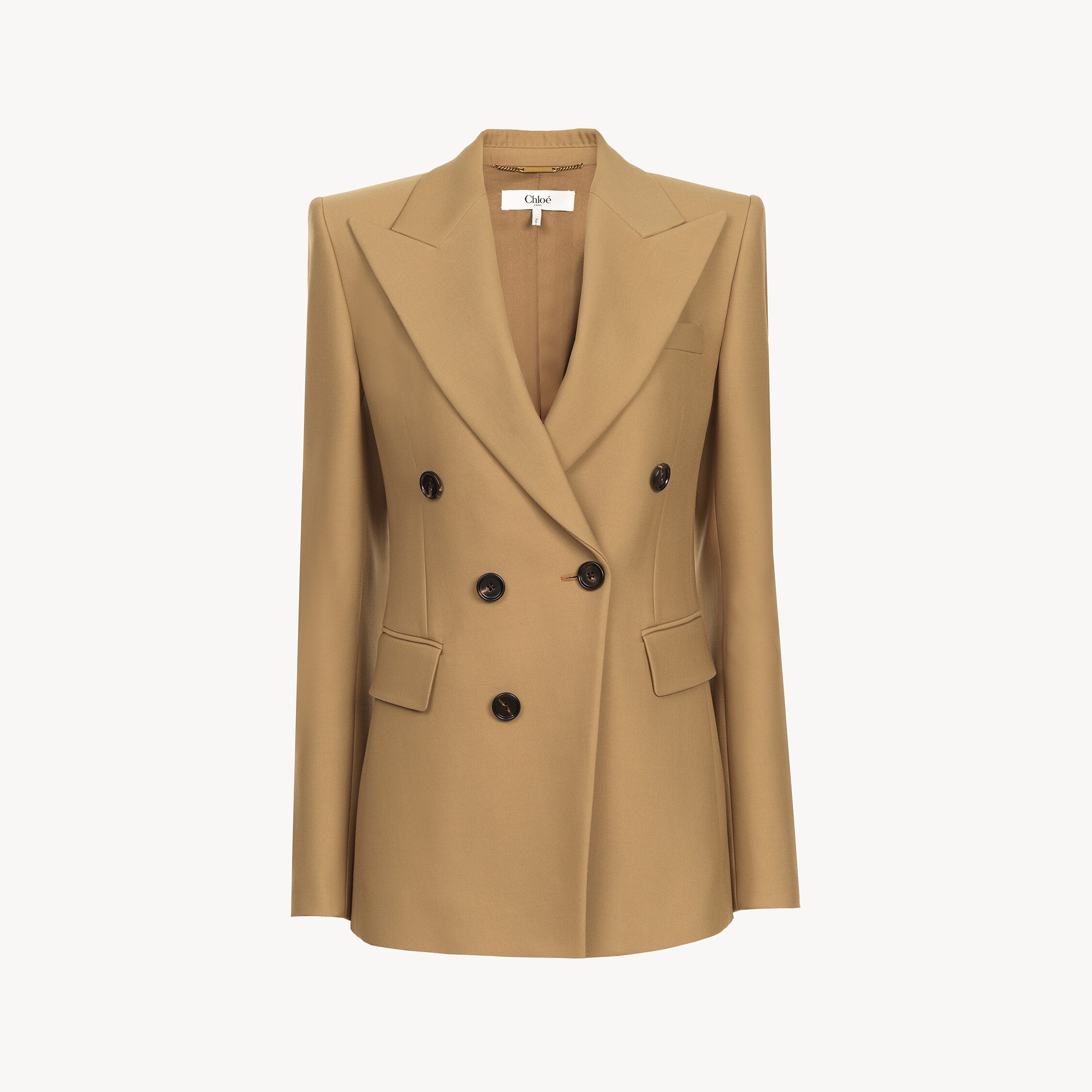 Chloé Tailored Jacket In Wool Grain De Poudre In Gold