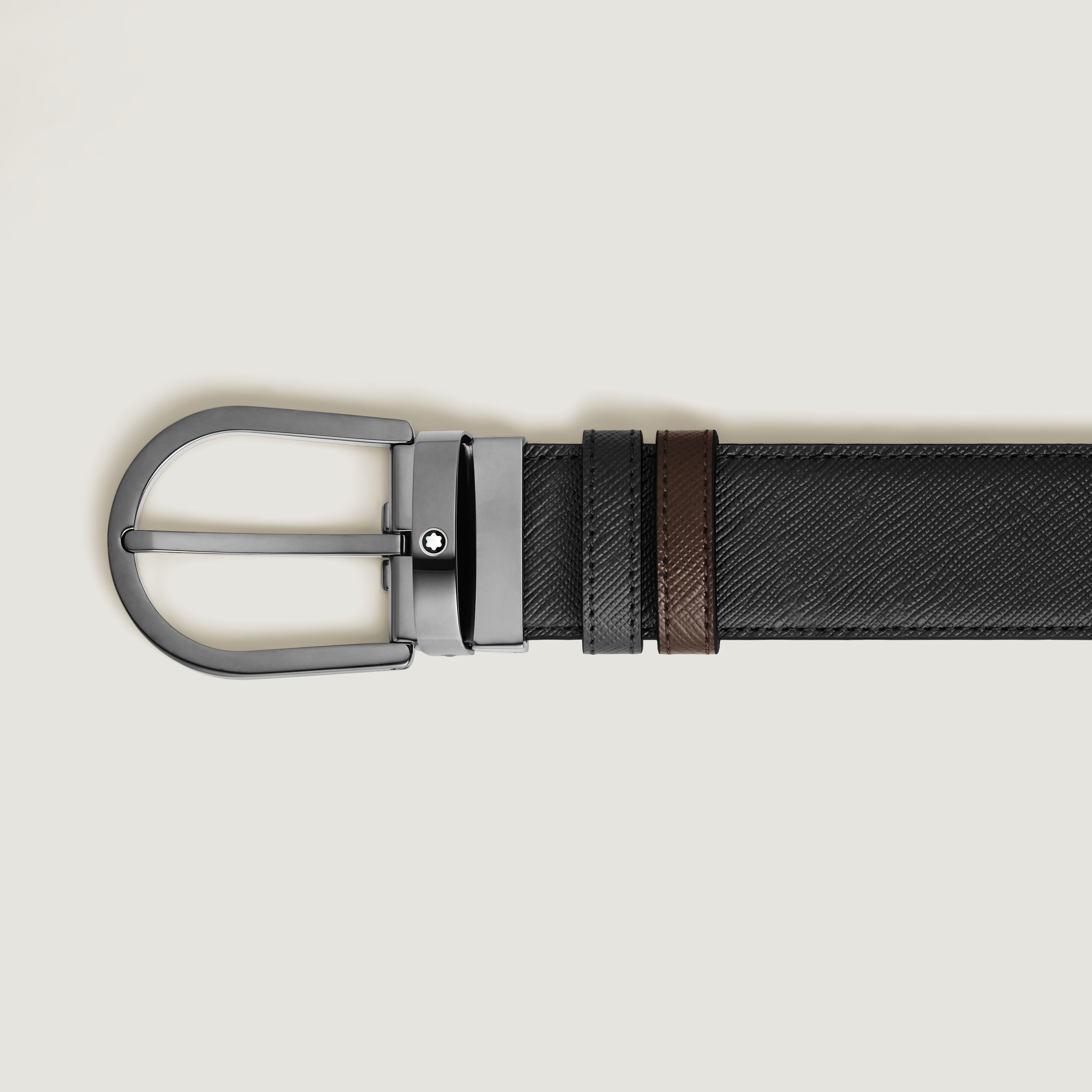  Montblanc - Cinturón Reversible De Piel Sartorial De 35 Mm Con Hebilla En Forma De Herradura - Negro - Mb222357 - Cinturones 