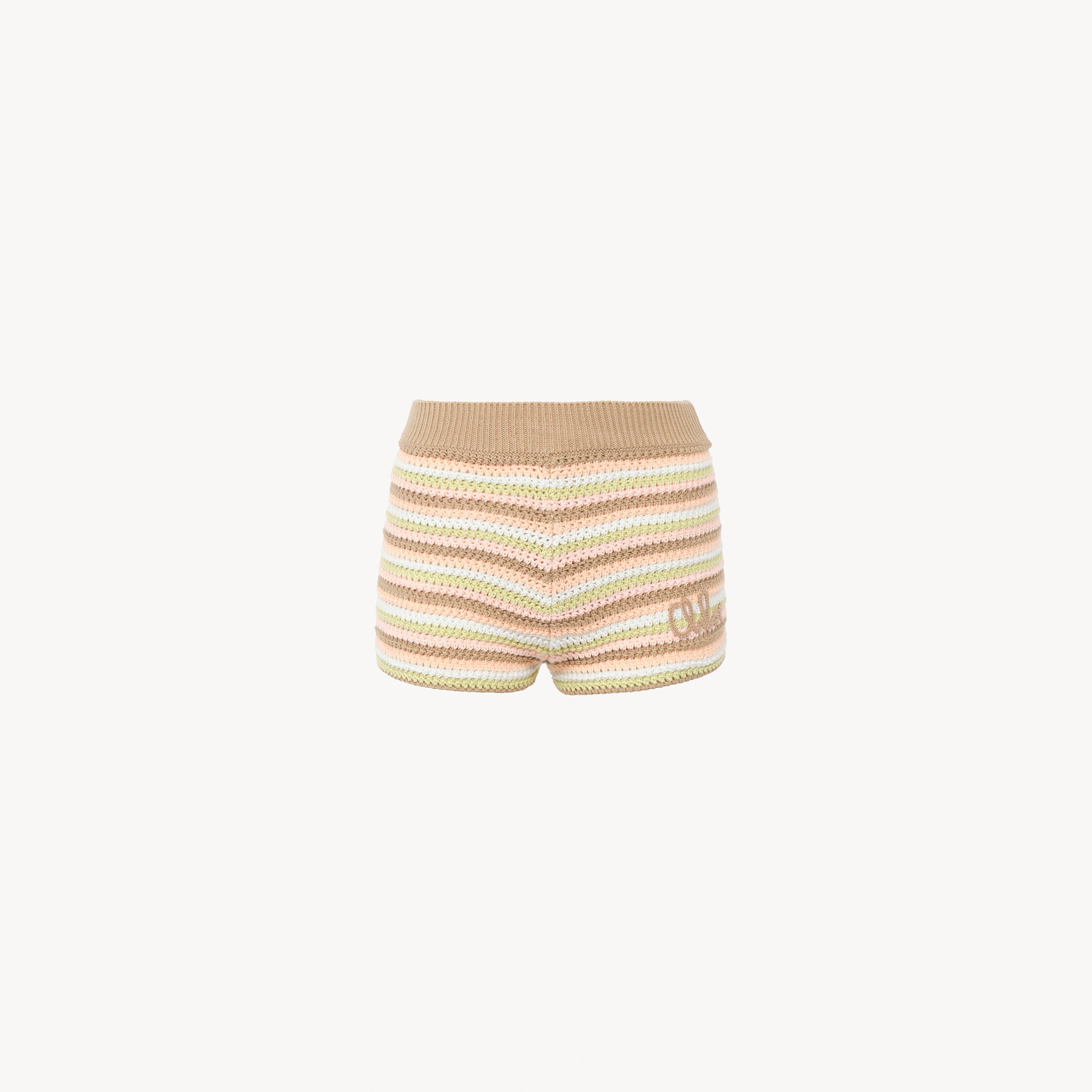 Chloé Embroidered Striped Crocheted Cotton Shorts In Multi
