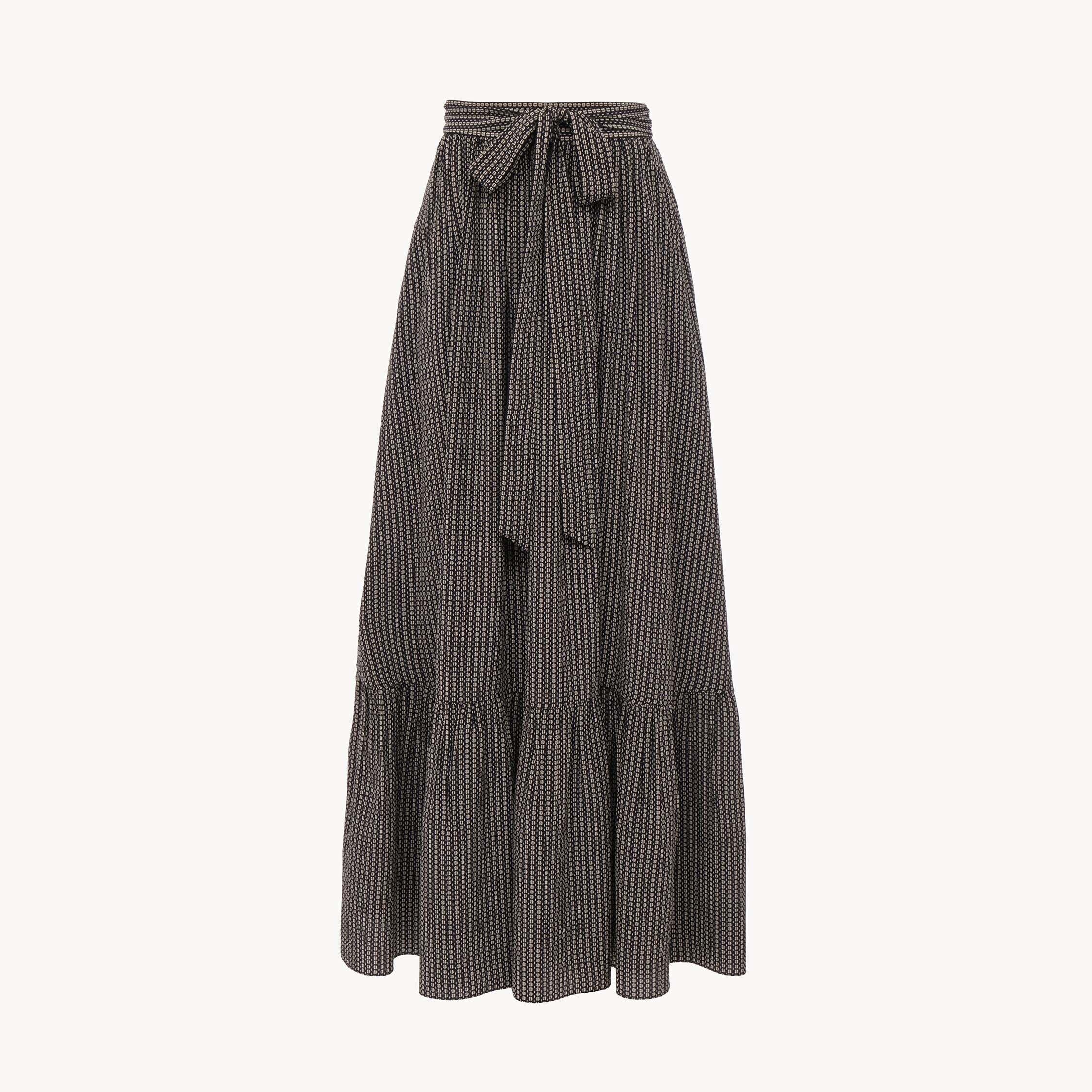 Chloé Gathered Midi Skirt In Silk In Multi