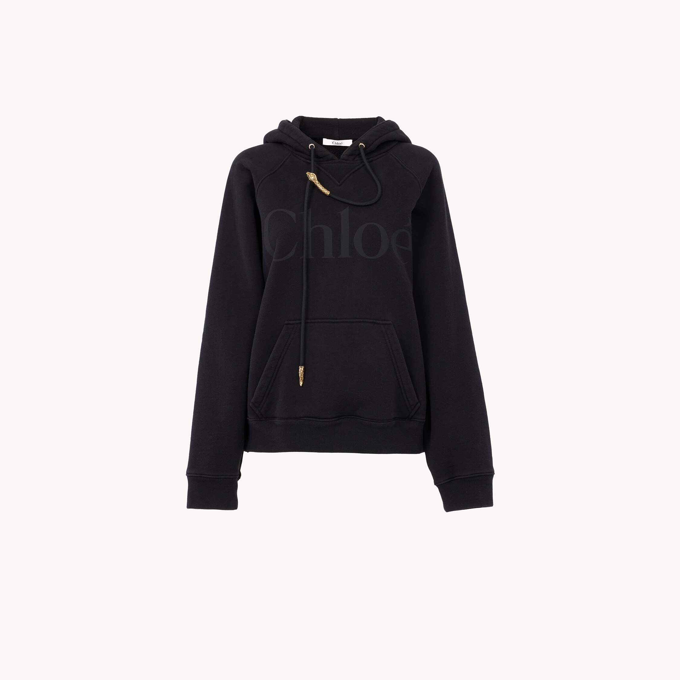 Chloé Generous Logo Hoodie In Cotton Fleece In Black