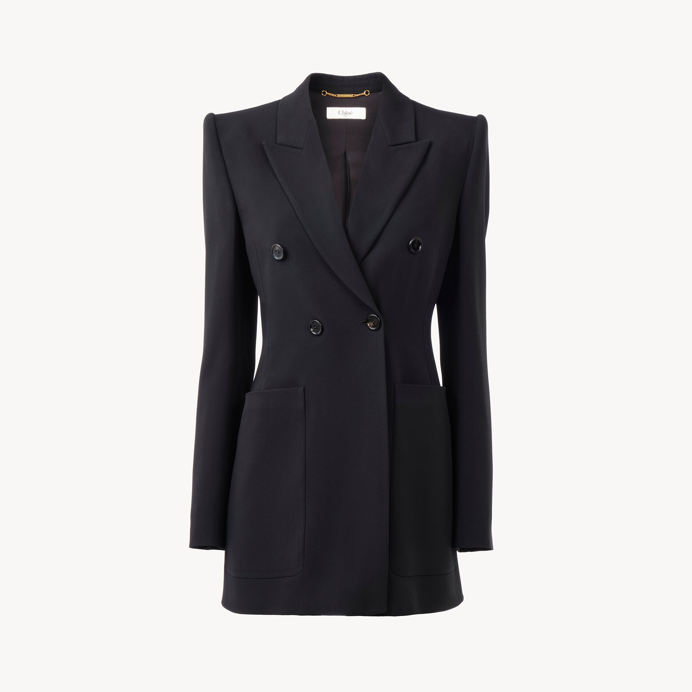Chloé Double-breasted Tailored Jacket In A Crêpe Mix In Black
