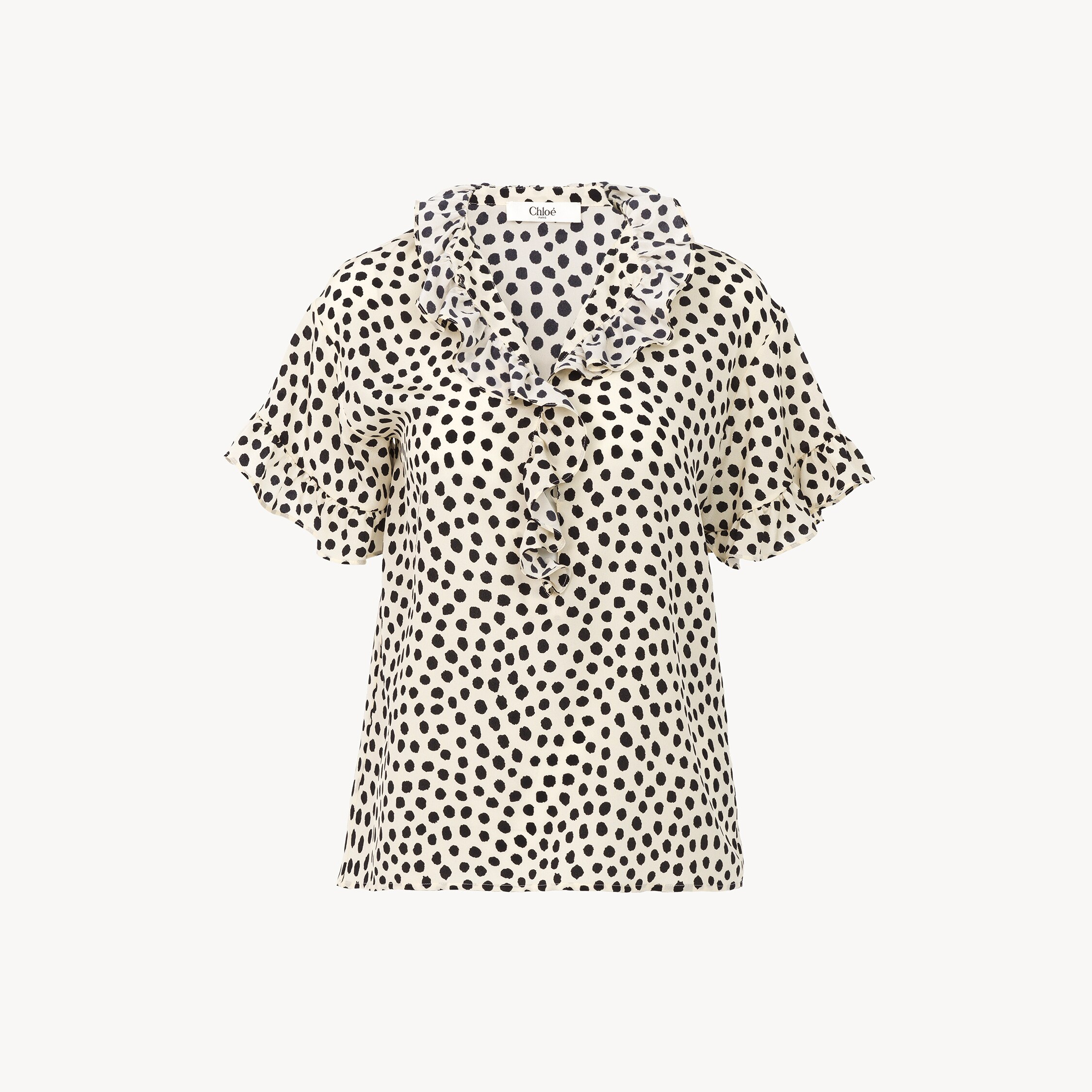 Chloé Top Manches Courtes À Volants En Crêpe De Chine In Multi