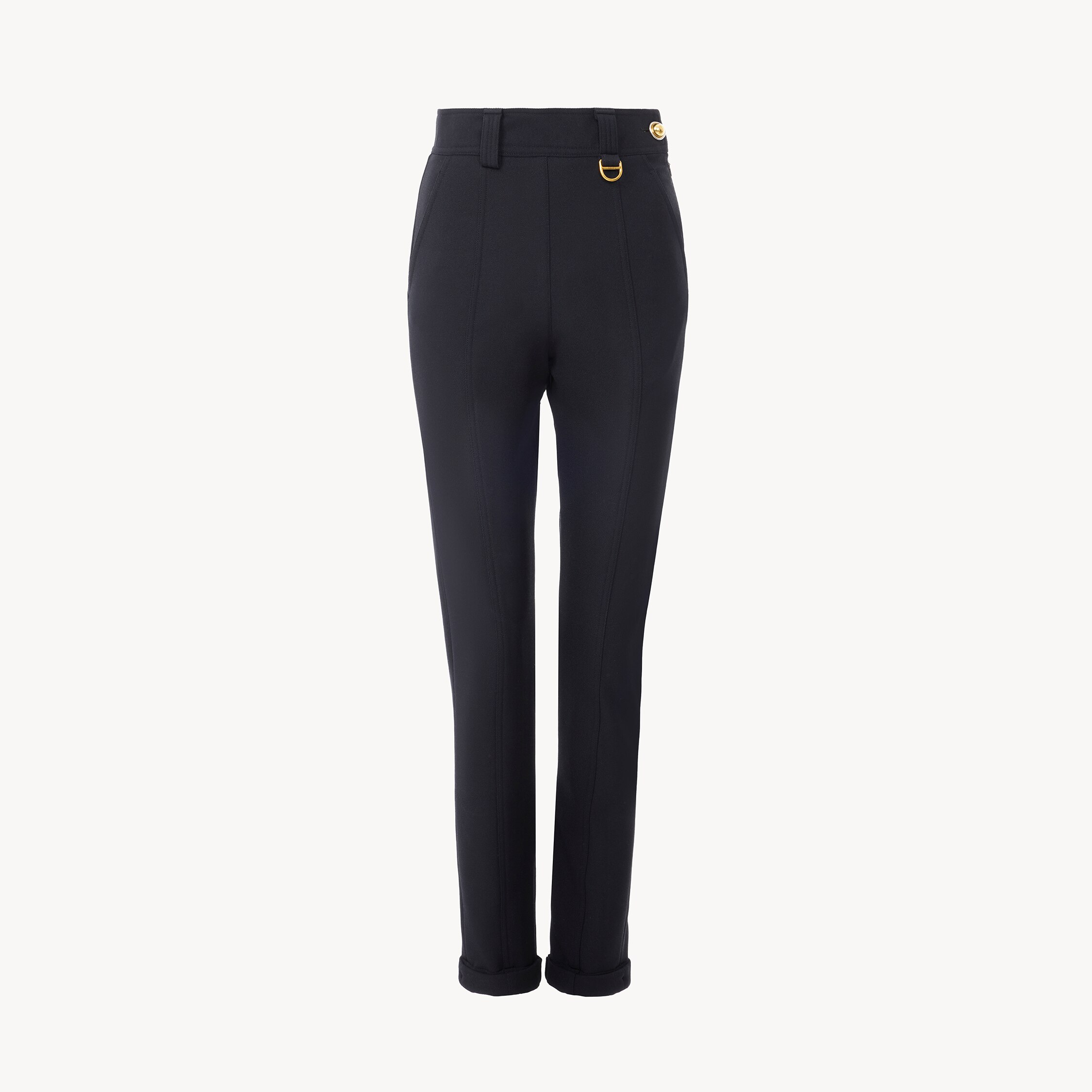 Chloé Pantalon Taille Haute Ajusté En Tricotine Stretch In Black