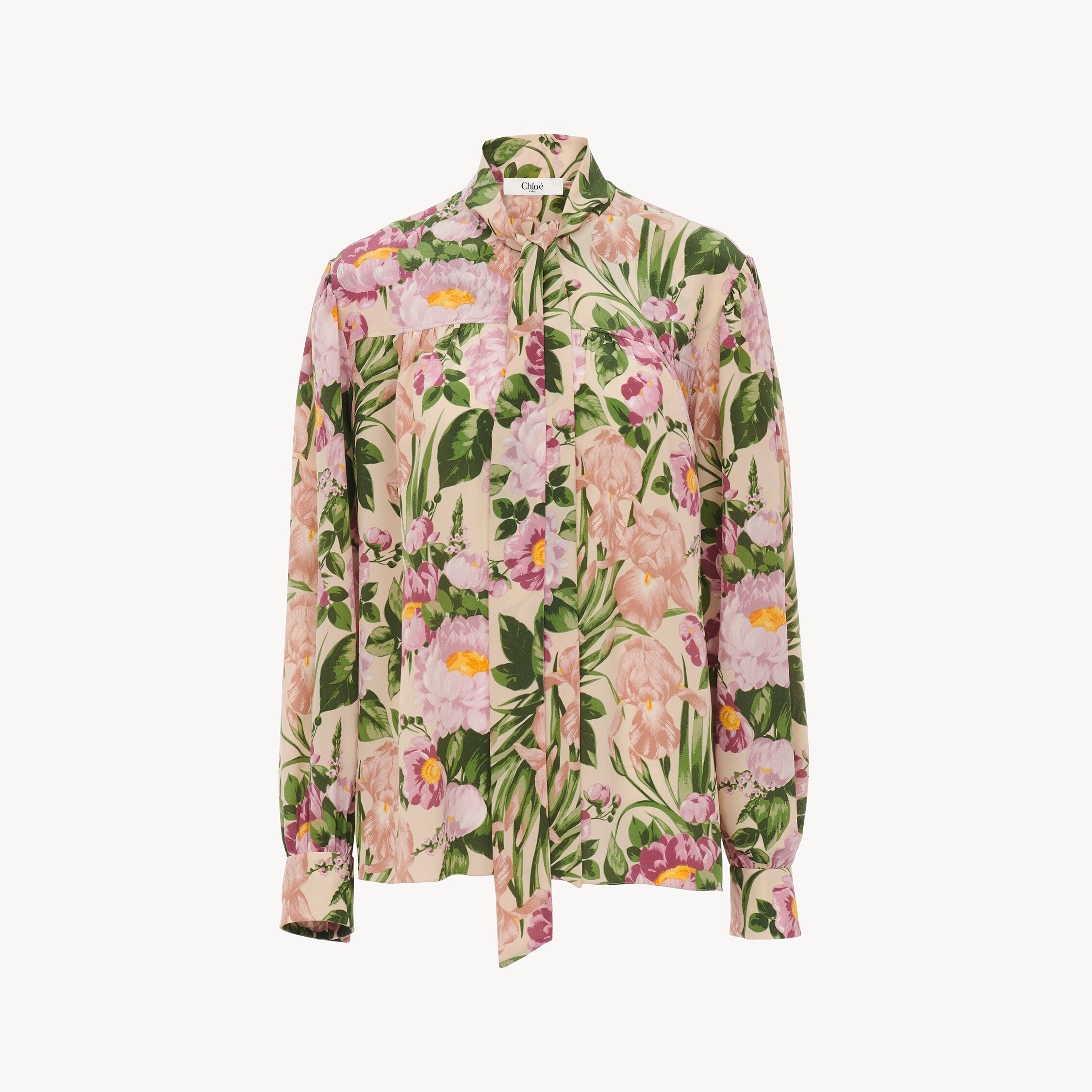 Chloé Chloe Printed Crepe Shirt In Pink