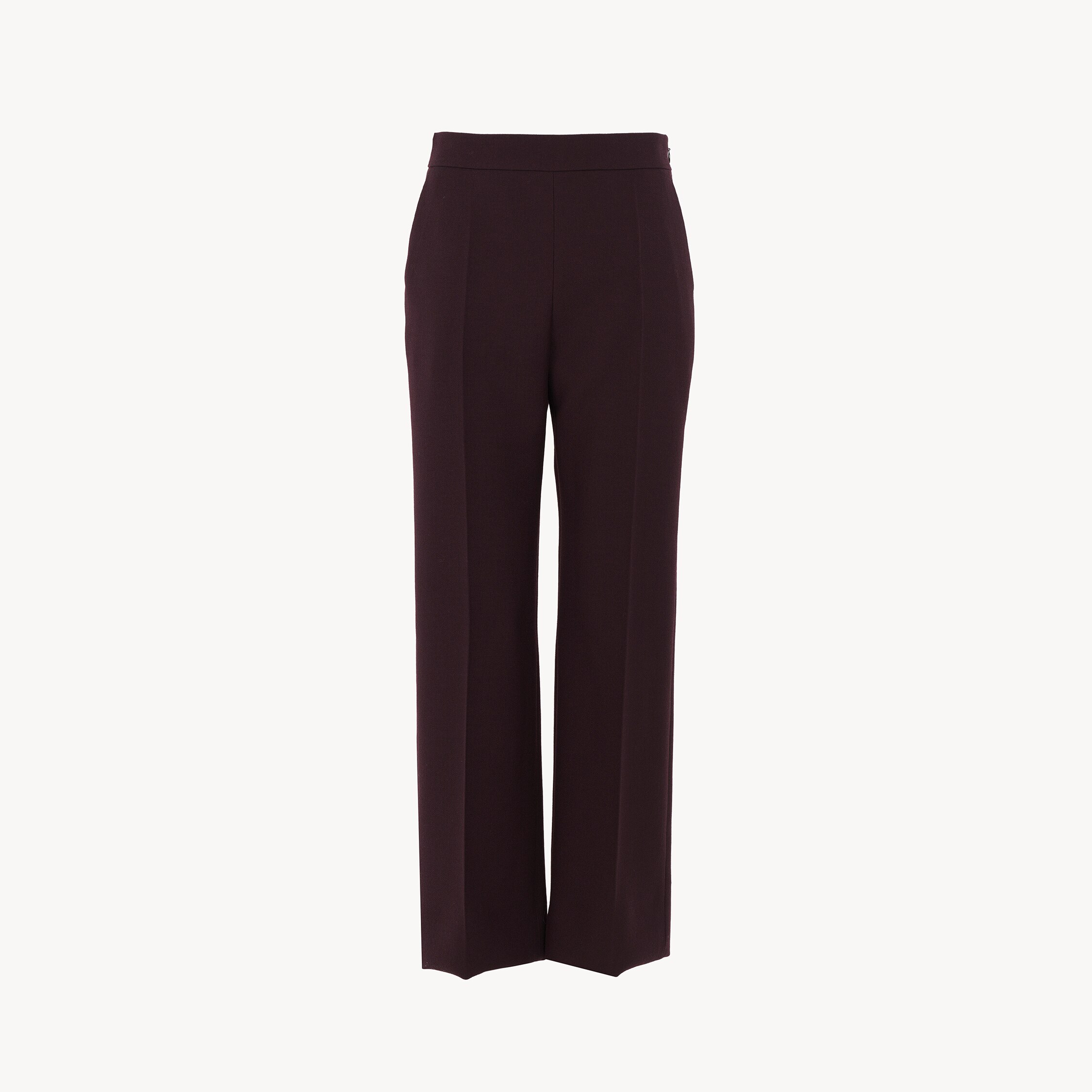 Chloé Pantalon Court Droit En Crêpe De Laine In Brown