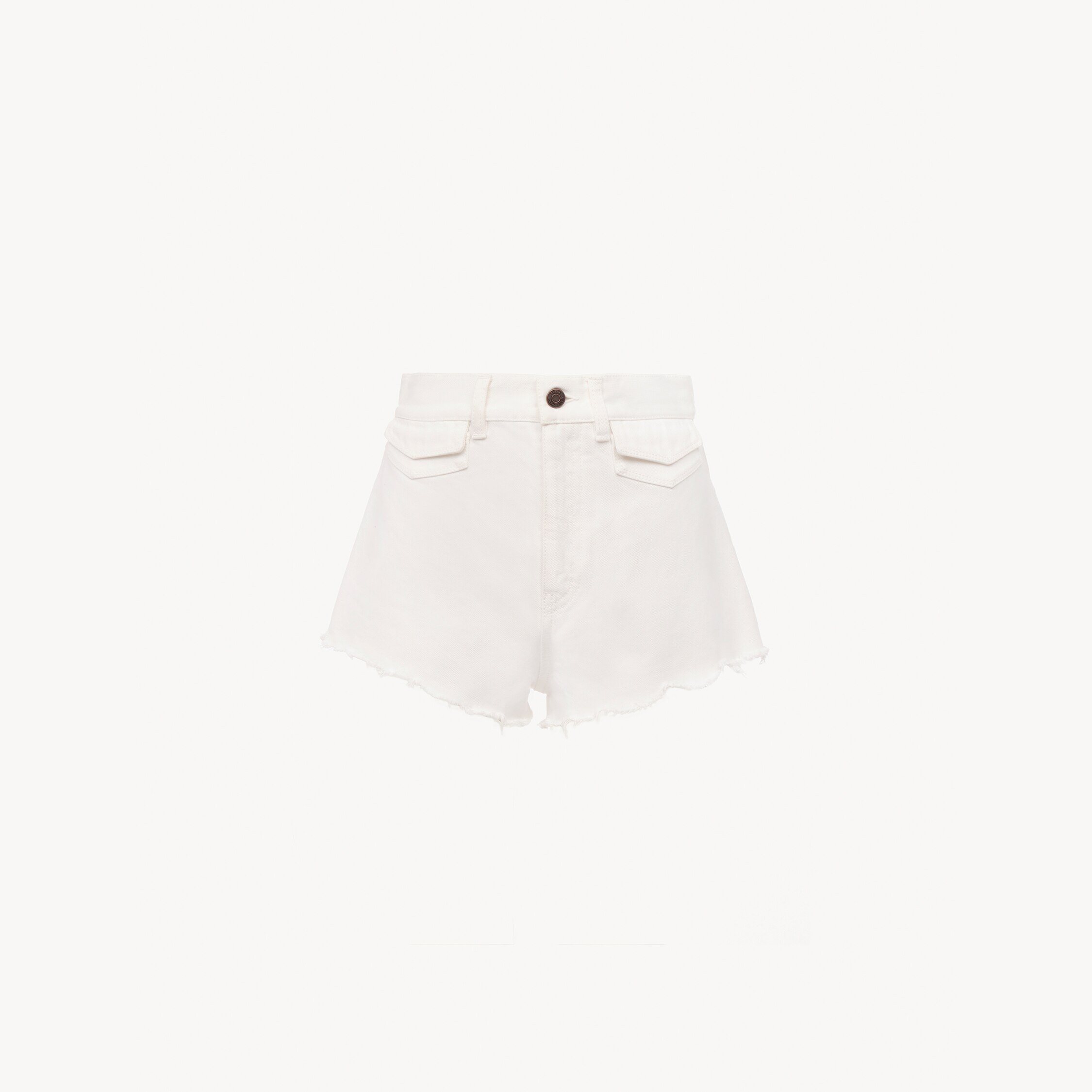 Chloé Casual Denim Shorts Featuring Frayed Hem In White
