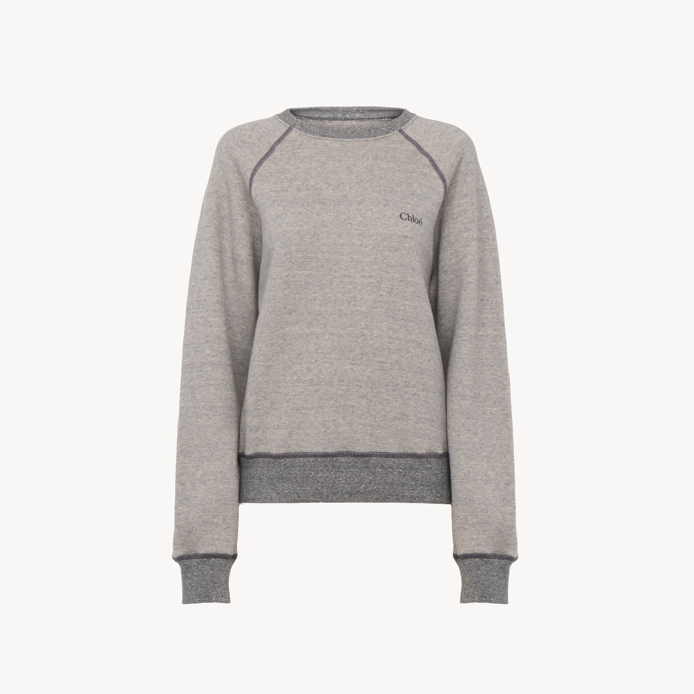 Chloé Logo Embroidered Fleece Sweatshirt In Gray