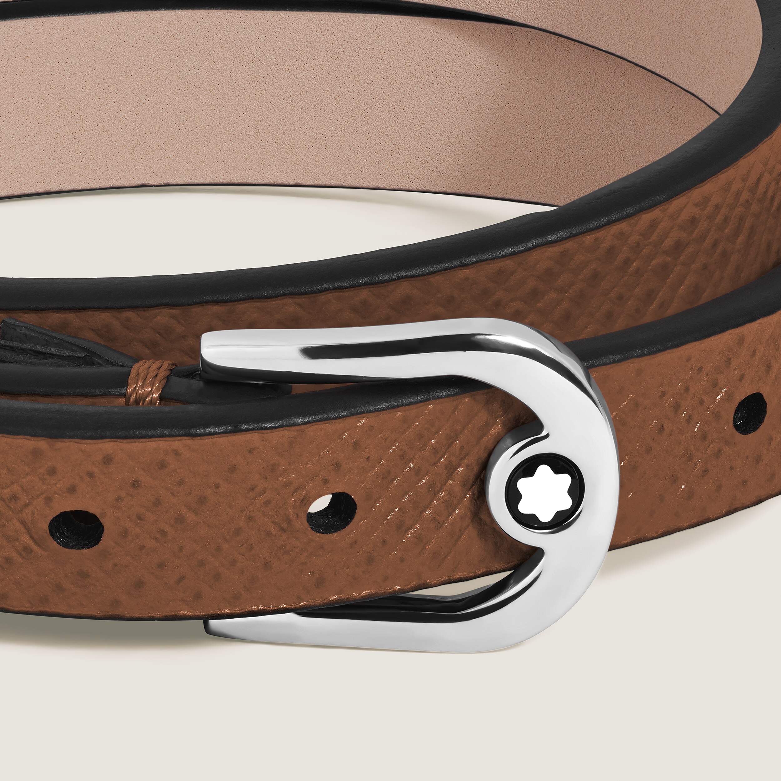  Montblanc - Verstellbares Armband Horseshoe Aus Sartorial Leder - Rehbraun - Leder - Mb136936 - Armbänder 