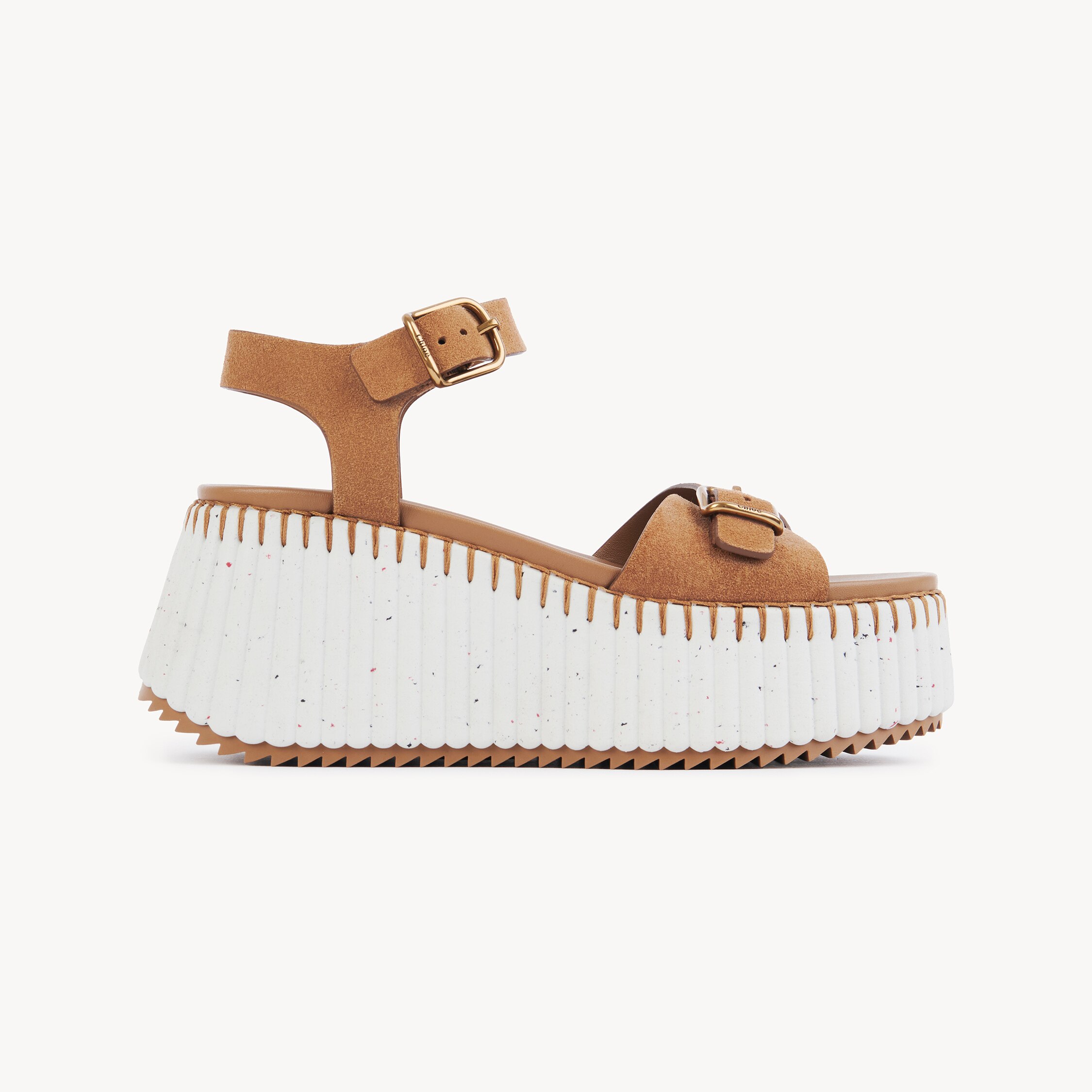 Chloé Isla 105 Calf Leather Wedge Sandals In Brown