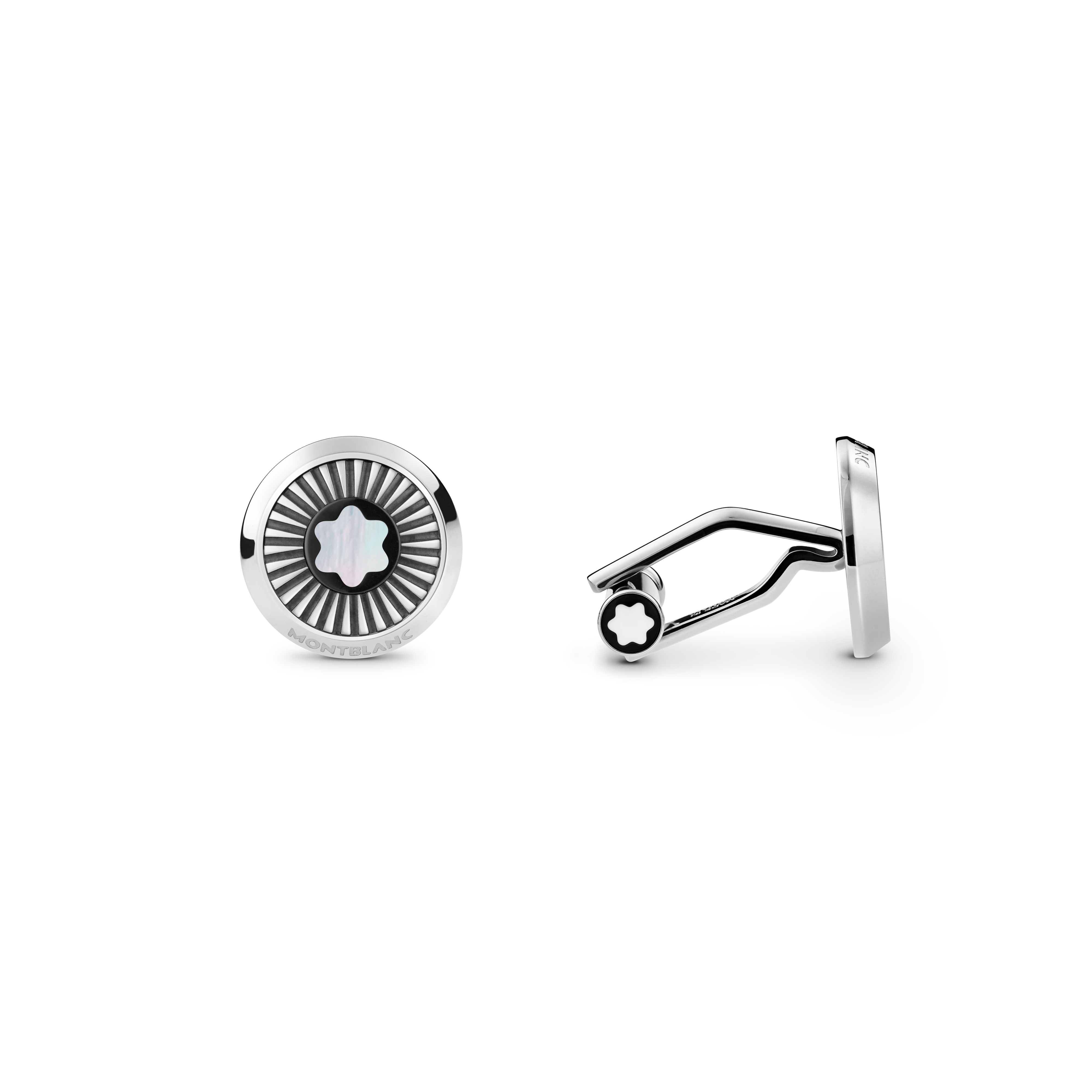 Montblanc - Manschettenknöpfe Mit Schneekappen-emblem Aus Perlmutt - Edelstahl - Mb123809 - Cufflinks 