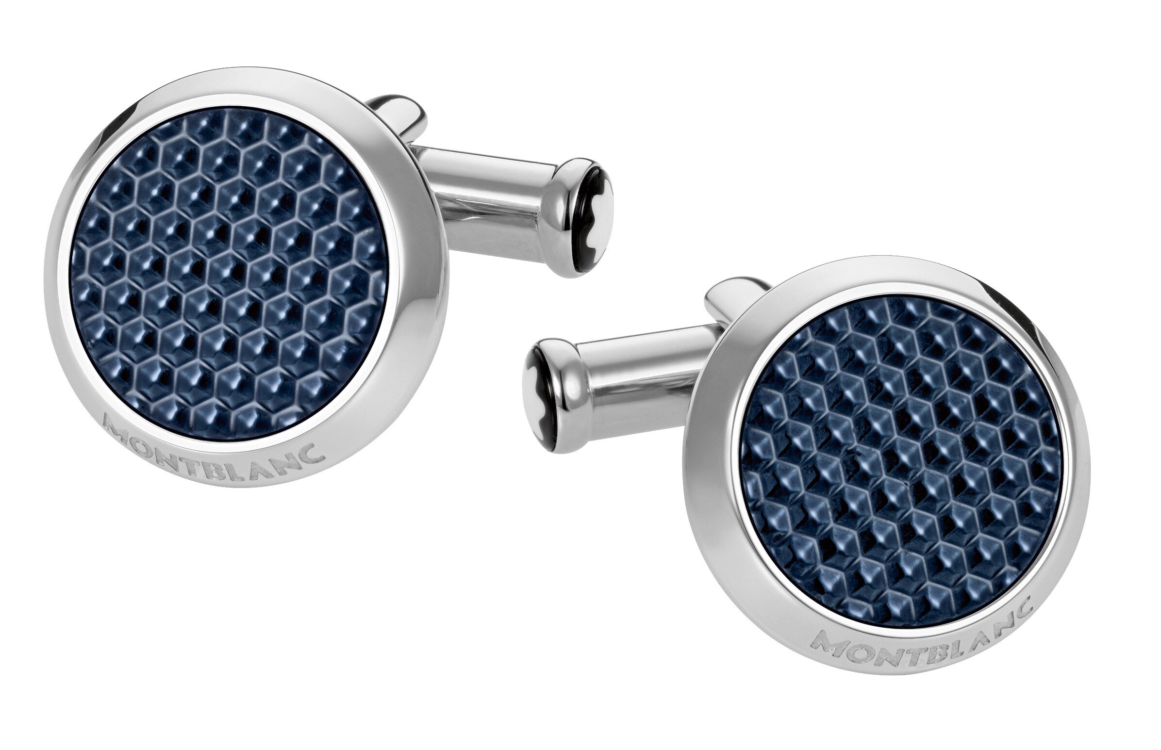  Montblanc - Meisterstück Manschettenknöpfe Mit Gemusterter Lackintarsie - Edelstahl - Mb112904 - Cufflinks 