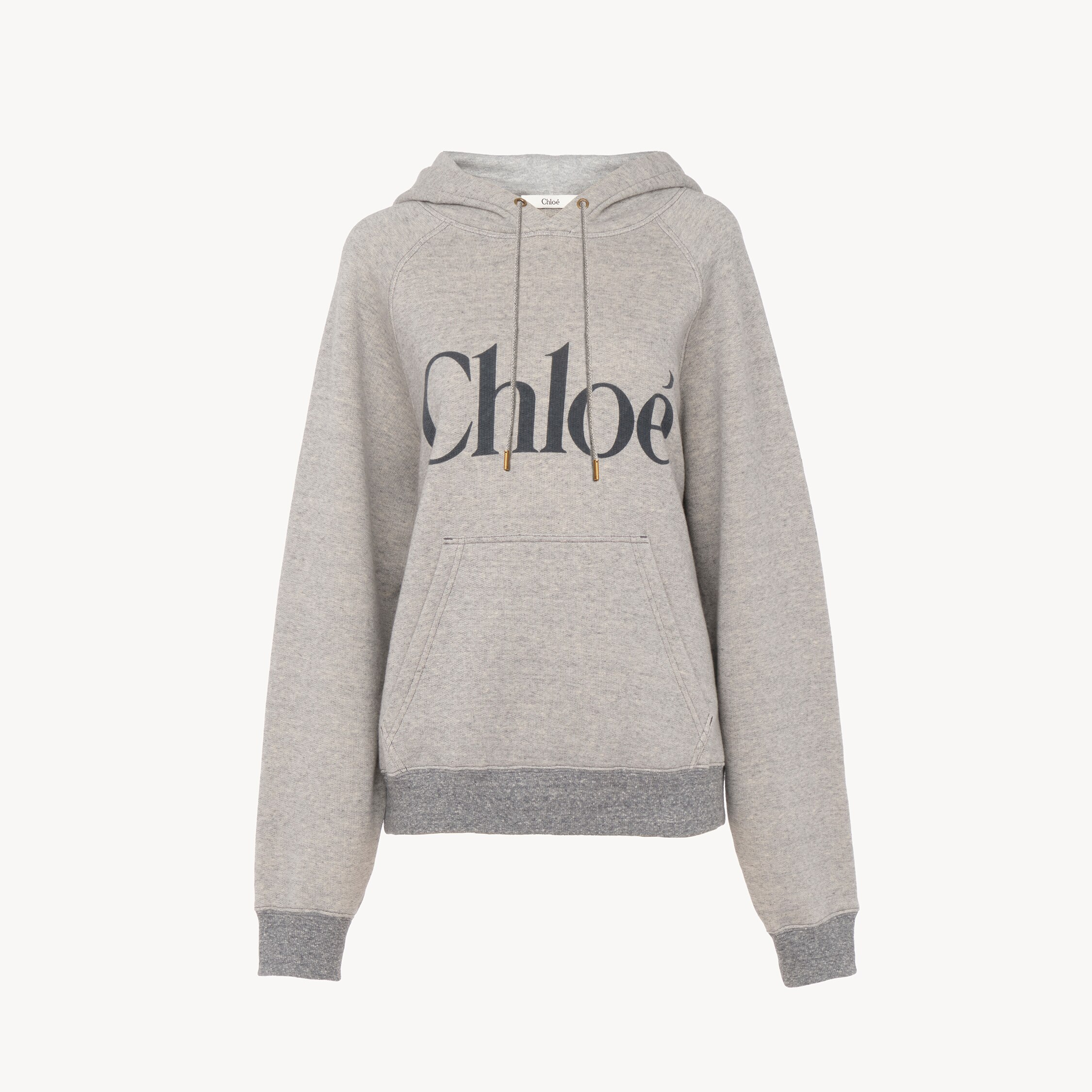 Chloé Oversized Logo Hoodie In A Cotton Fleece Mix In Gray