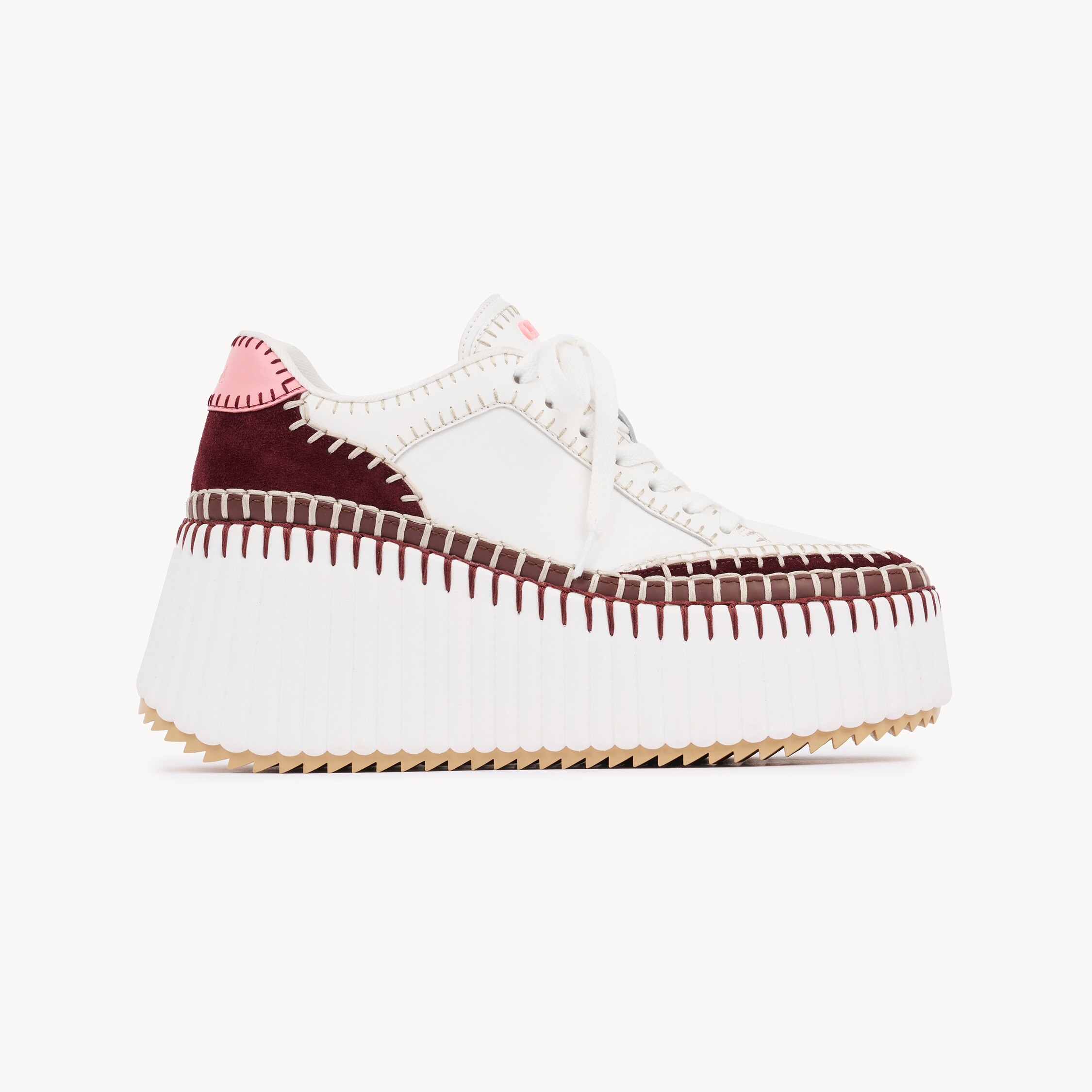 Chloé Nama Embroidered Suede-trimmed Leather Platform Sneakers In Multi