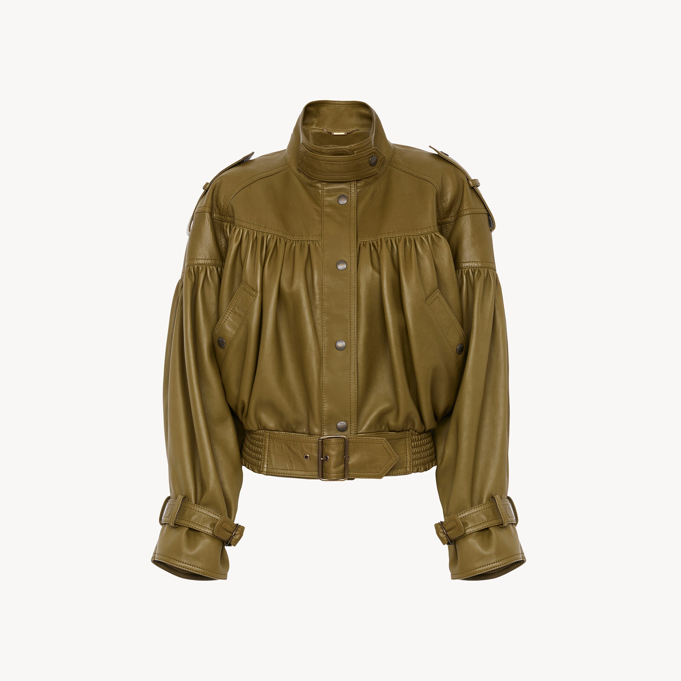 Chloé High-neck cropped jacket in leather