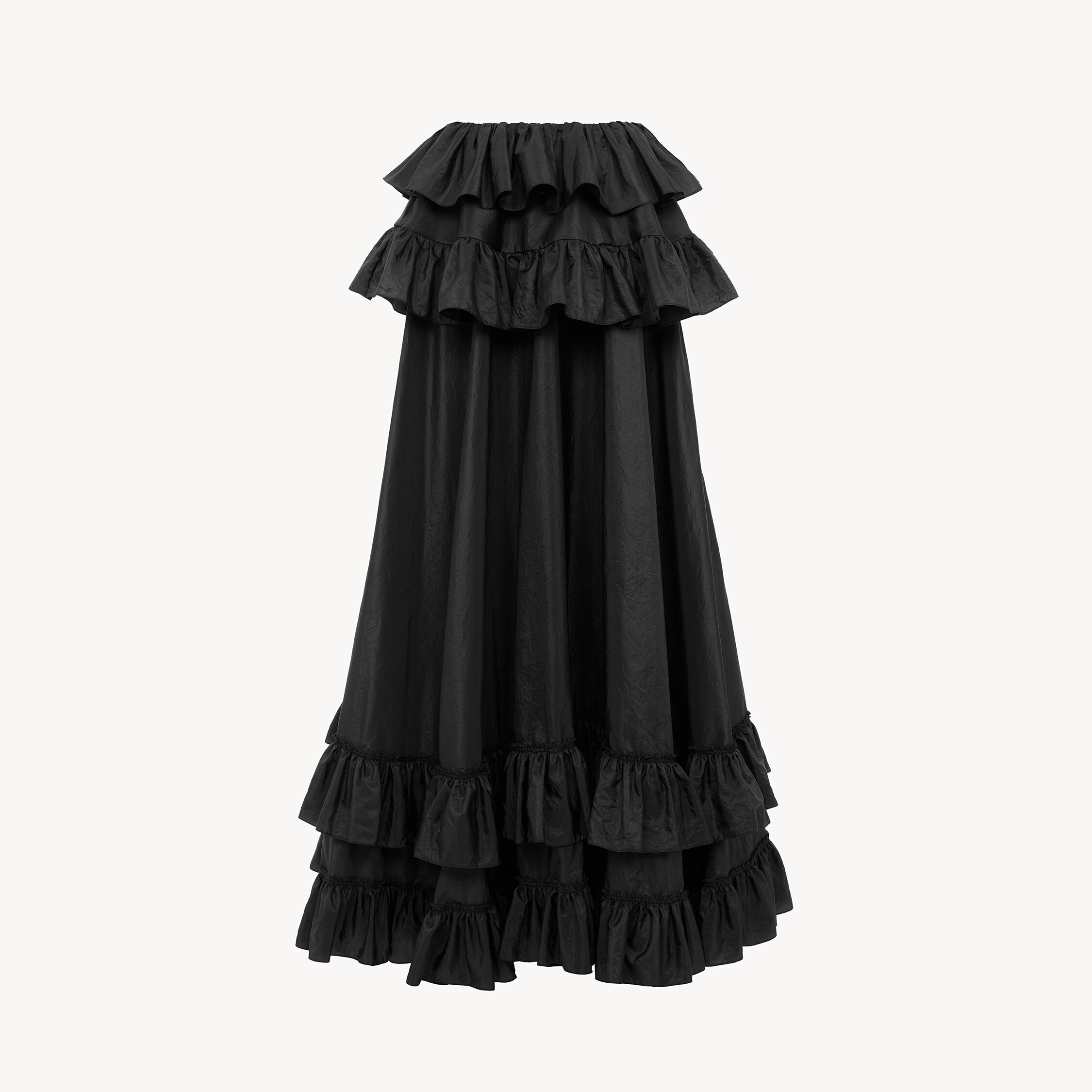 Chloé – Tiered maxi skirt in washed silk taffeta – Black – 36 – Silk