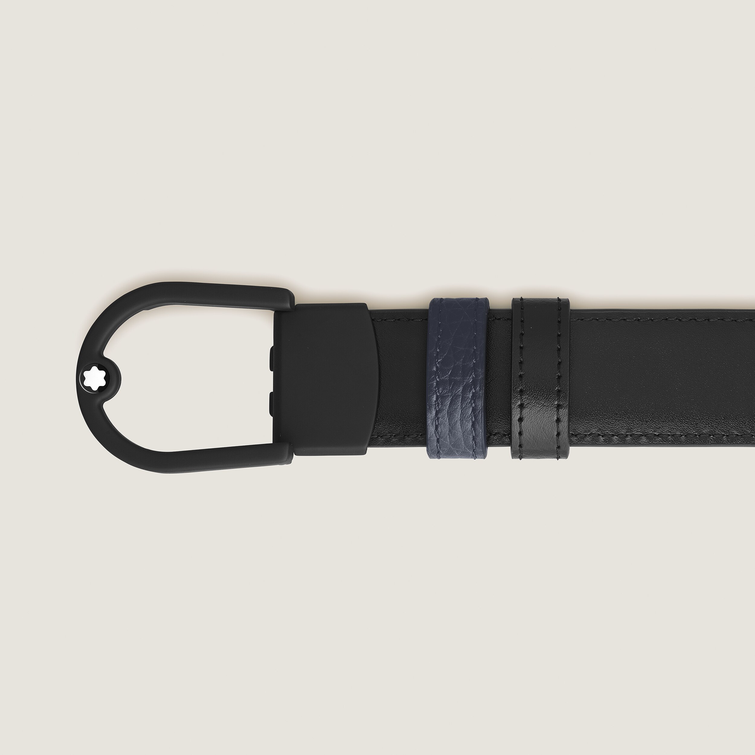  Montblanc - Wendbarer Gürtel Aus Leder In Midnight Blue/schwarz Mit Hufeisenförmiger Leichter Schließe, 30mm - Mitternachtsblau - Leder - Mb222403 - 