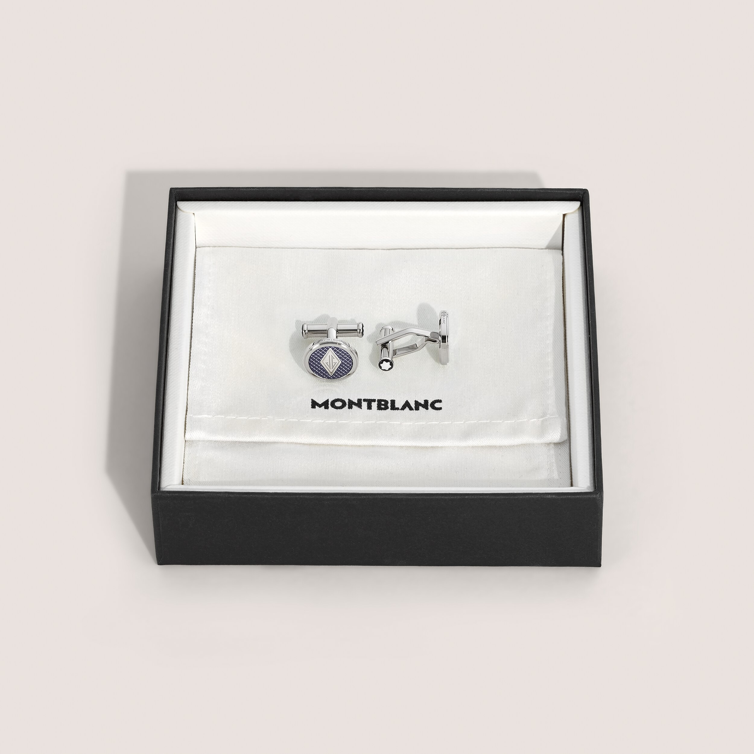  Montblanc - Great Characters Homage To The Great Gatsby Manschettenknöpfe - Blau - Edelstahl - Mb132981 - Cufflinks 