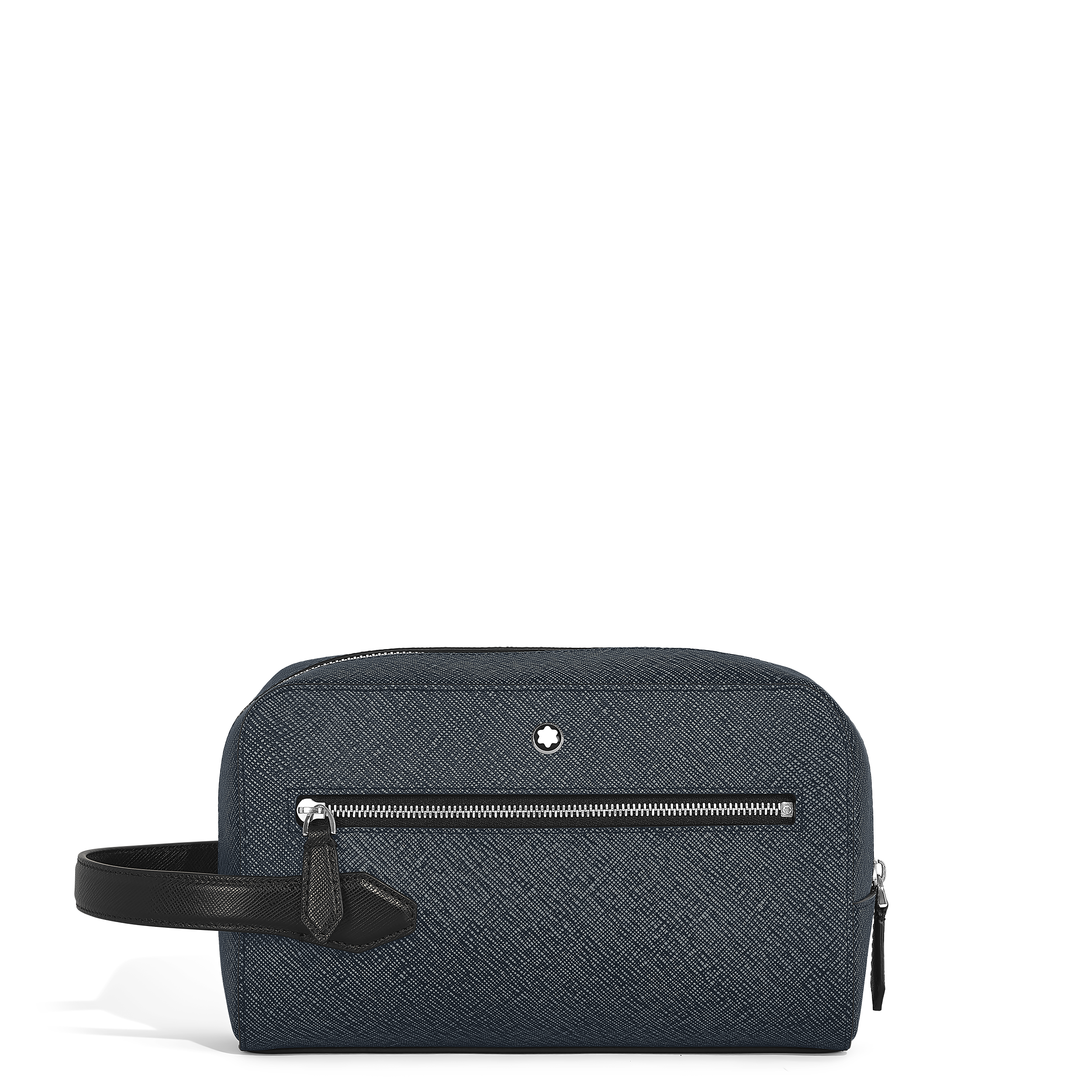 Montblanc - Wash Bag In Sartorial Leather - Leather - Mb220339 - Clutch Bags   Tweed Blue