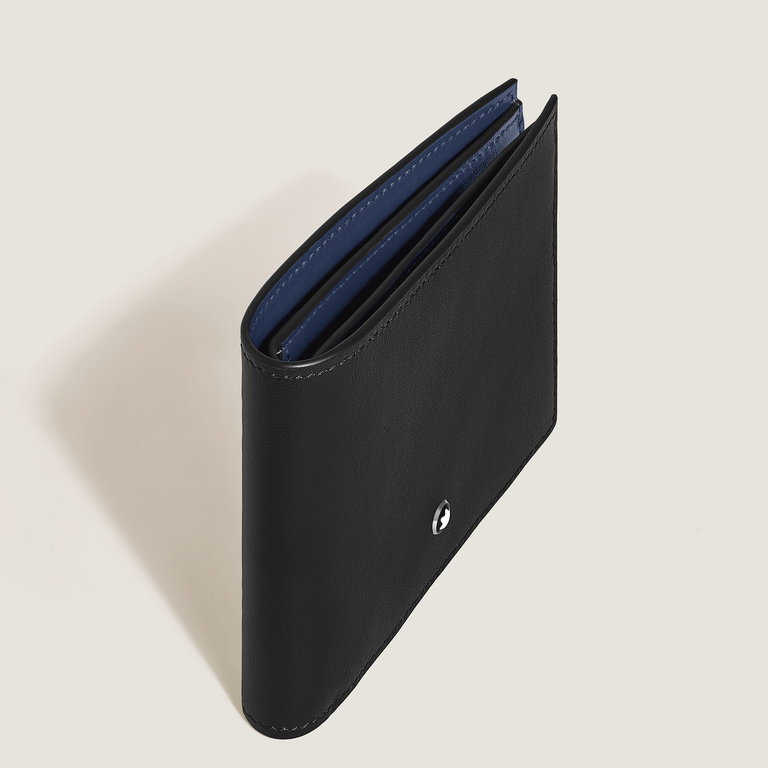  Montblanc - Portefeuille 6cc En Cuir Meisterstück - Ink Blue / Noir - Cuir - Mb221320 - Portefeuilles 