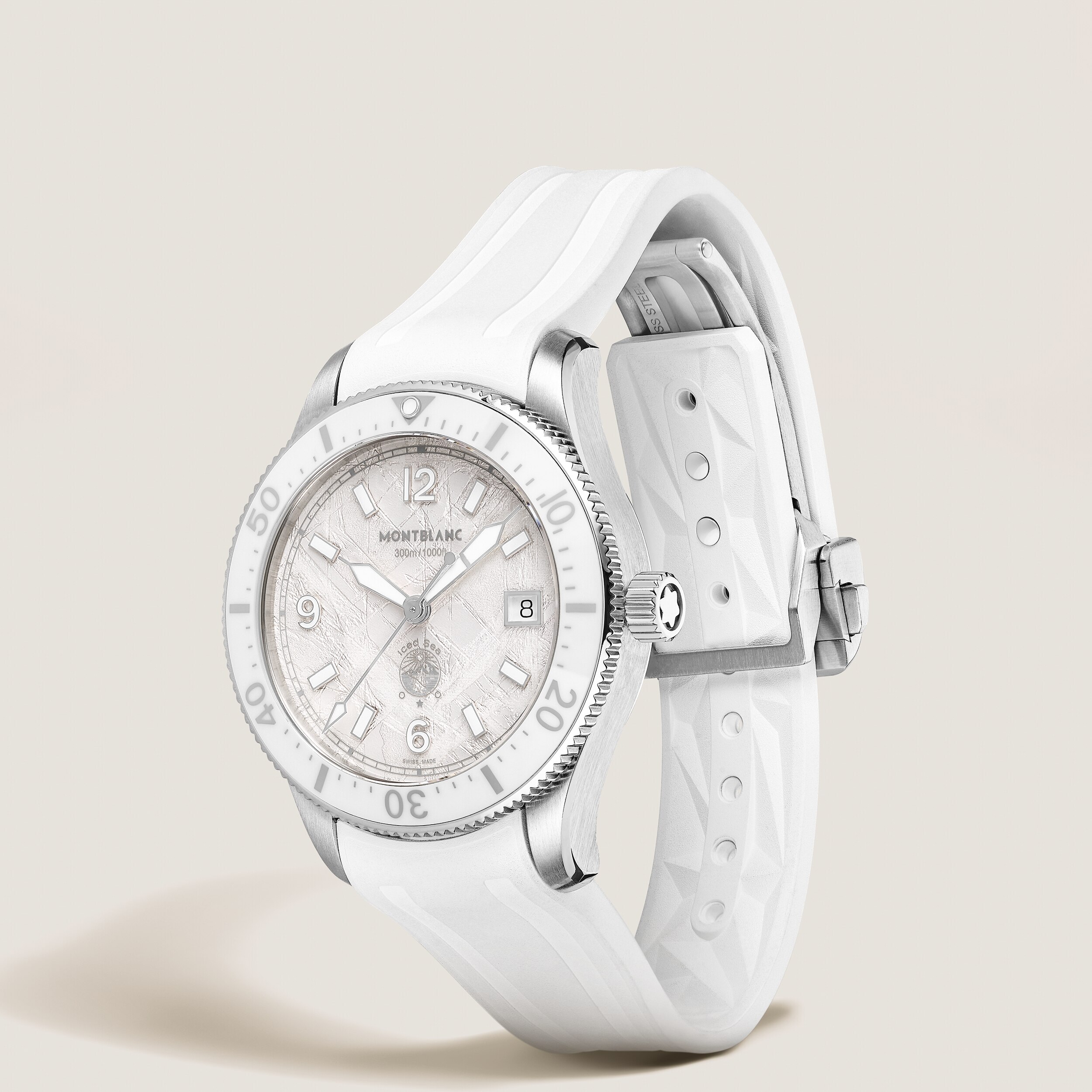  Montblanc - Montblanc Iced Sea Automatic Date 0 Oxygen - Blanco - Acero - Cerámica - Mb134025 - Reloj 