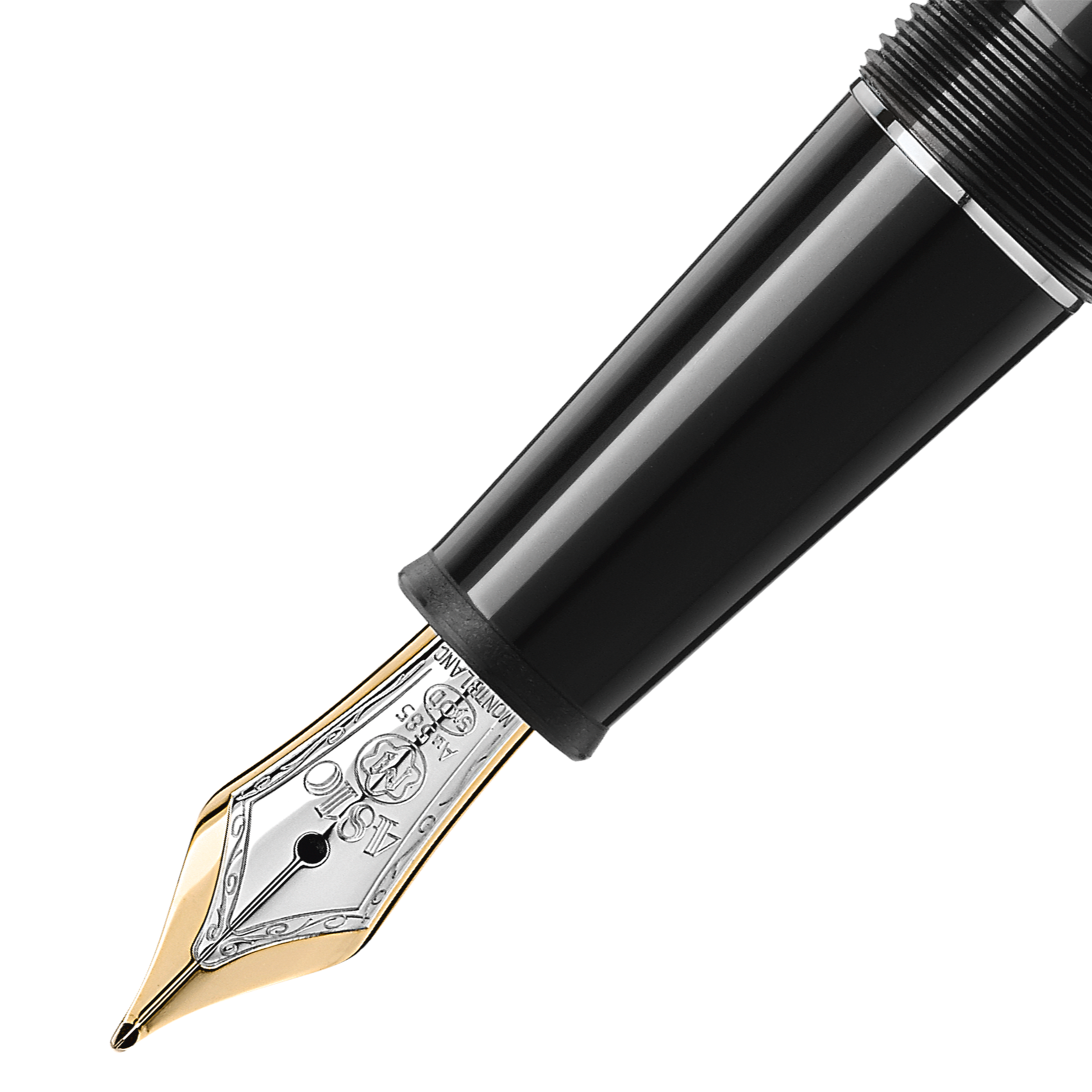  Montblanc - Platinumbeschichteter Meisterstück Classique Füllfederhalter - Schwarz - Edelharz - Mb132583 - Füllfederhalter 