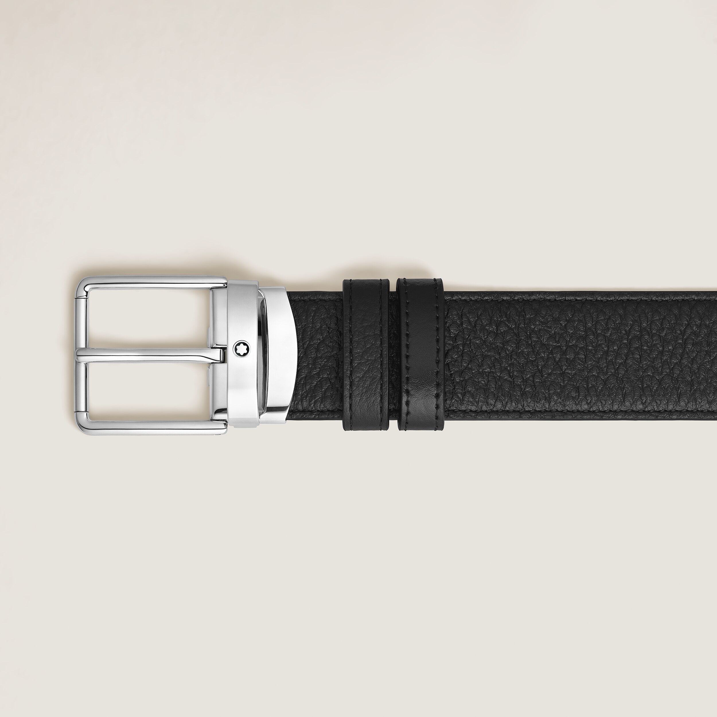  Montblanc - Alltagstauglicher Wendbarer Gürtel 35 Mm Aus Genarbtem Leder - Schwarz - Mb222183 - Gürtel 