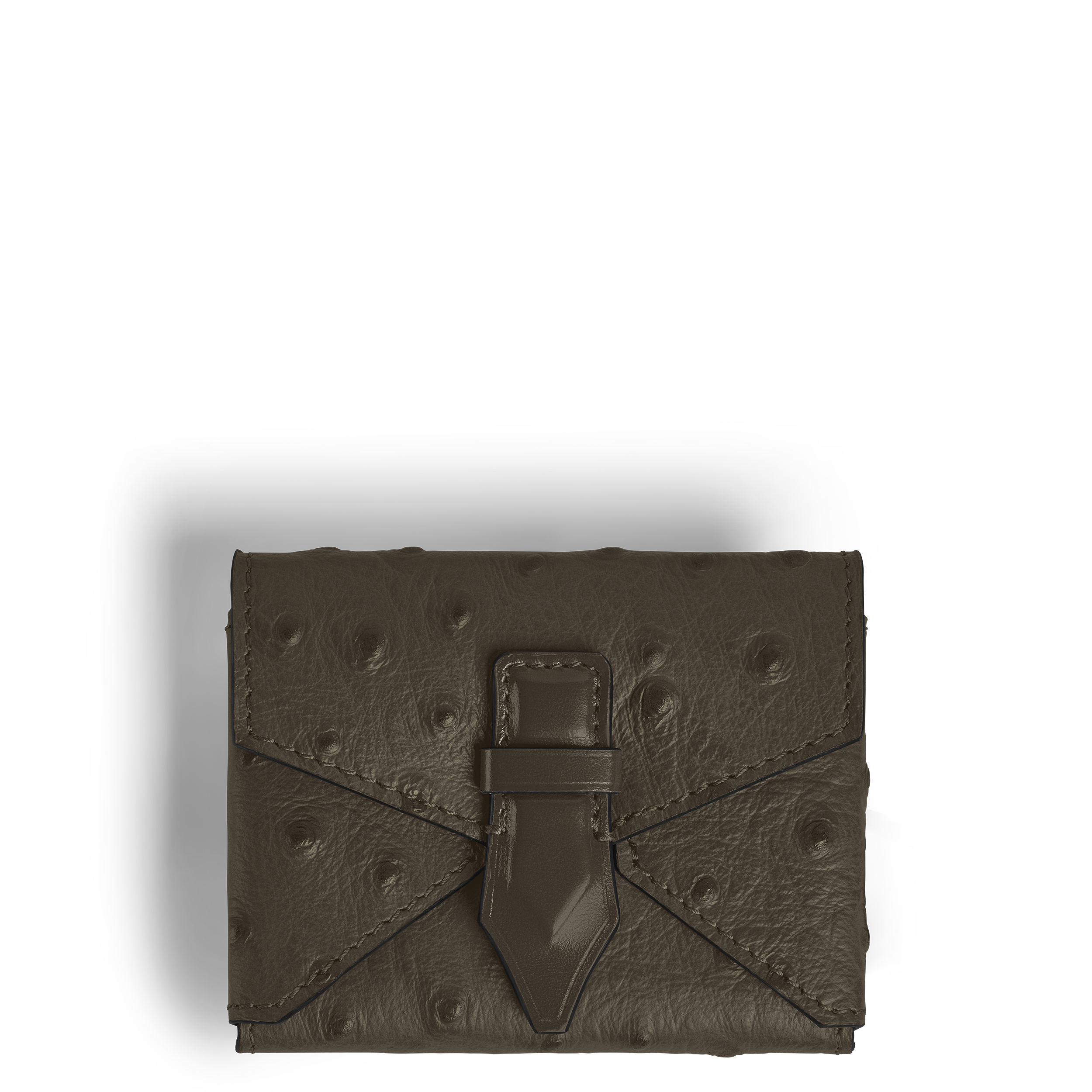 Montblanc - Nib Card Holder With Handle In Ostrich-Embossed Leather - Leather - Mb220474 - Card Holders   Khaki