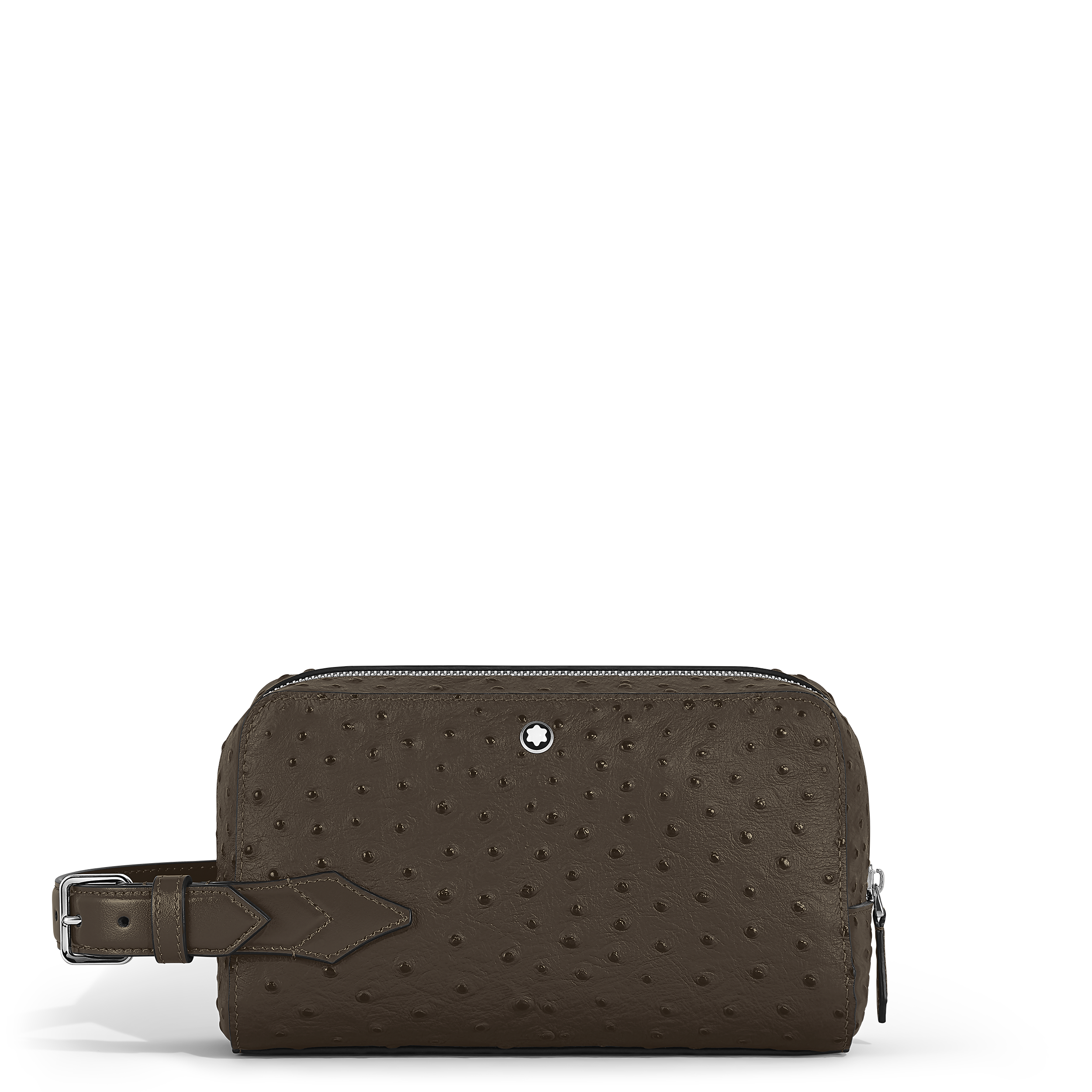 Montblanc - Wash Bag In Ostrich-Embossed Leather - Leather - Mb220471 - Clutch Bags   Khaki