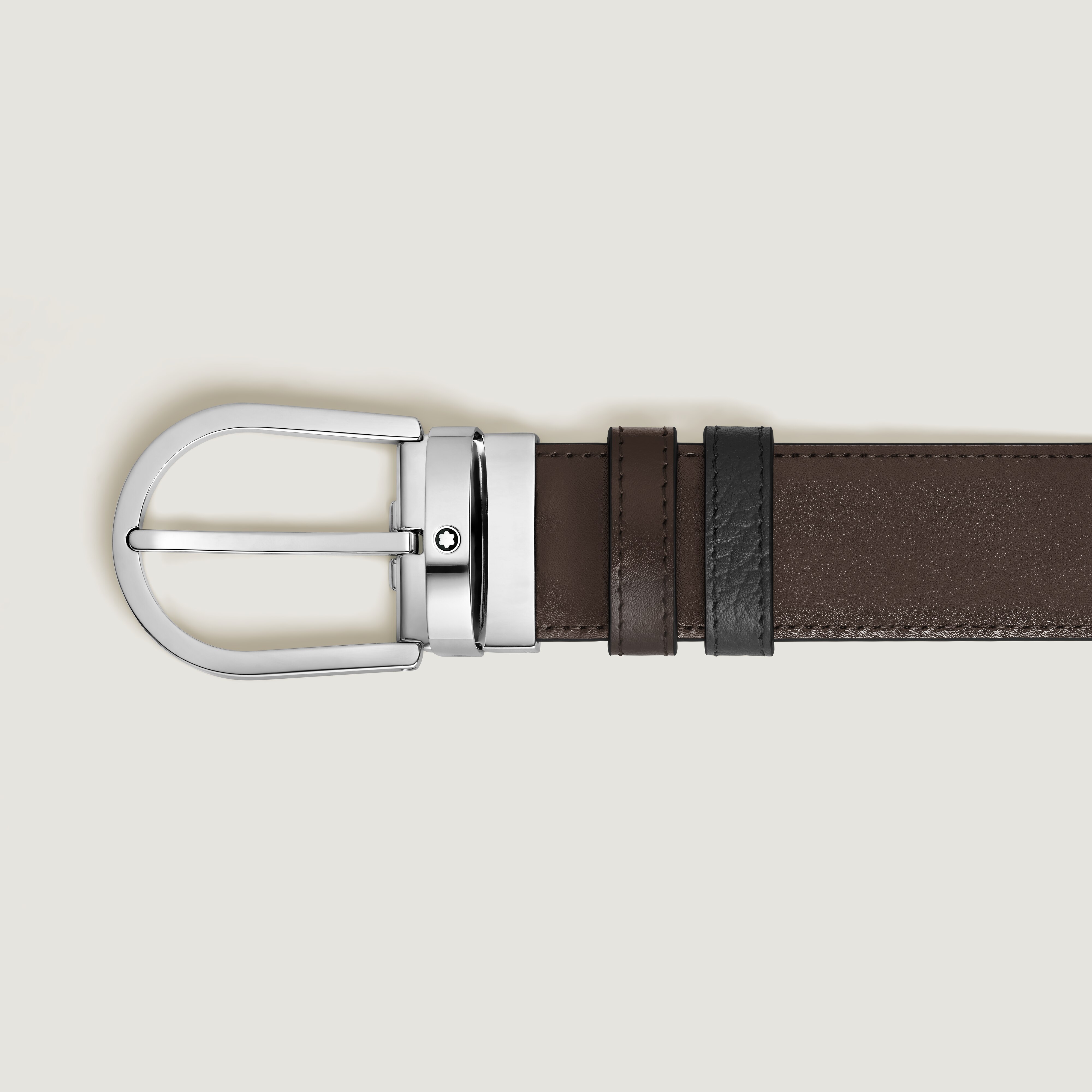  Montblanc - Cinturón Reversible De Piel Graneada De 35 Mm Con Hebilla En Forma De Herradura - Mb222153 - Cinturones 